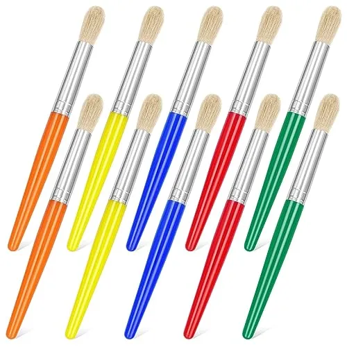 10Pcs Paint Brushes for Kids, Anezus Children Paint Brushes Toddler Large Chubby Kids Paint Brush Set for Preschool Daycare Classroom Washable Paint