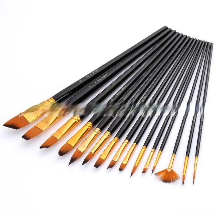 15 Pack Nylon Pen Suitable for Oil Gouache Watercolor Art Paint Brushes Pen