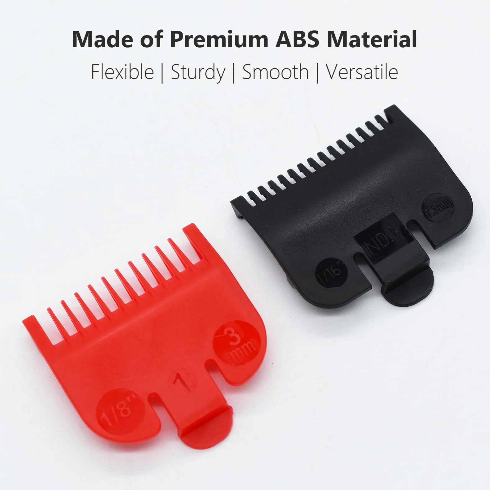 2 Pieces 2 Lengths Color-Coded Professional Hair Clipper Attachment Guide Guard Combs 1/16" 1/8" 1.5mm 3mm Compatible with Wahl Standard Full-Sized Magic Clip Hair Clippers(Black&Red)