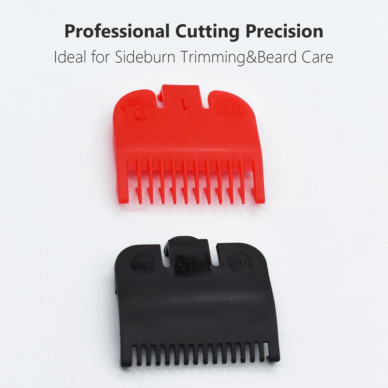 2 Pieces 2 Lengths Color-Coded Professional Hair Clipper Attachment Guide Guard Combs 1/16" 1/8" 1.5mm 3mm Compatible with Wahl Standard Full-Sized Magic Clip Hair Clippers(Black&Red)