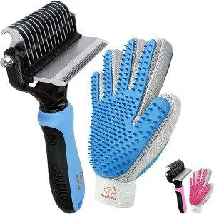 3-in-1 Pet Grooming Kit: Deshedding Brush, Dematting Tools, Shedding Brush Glove