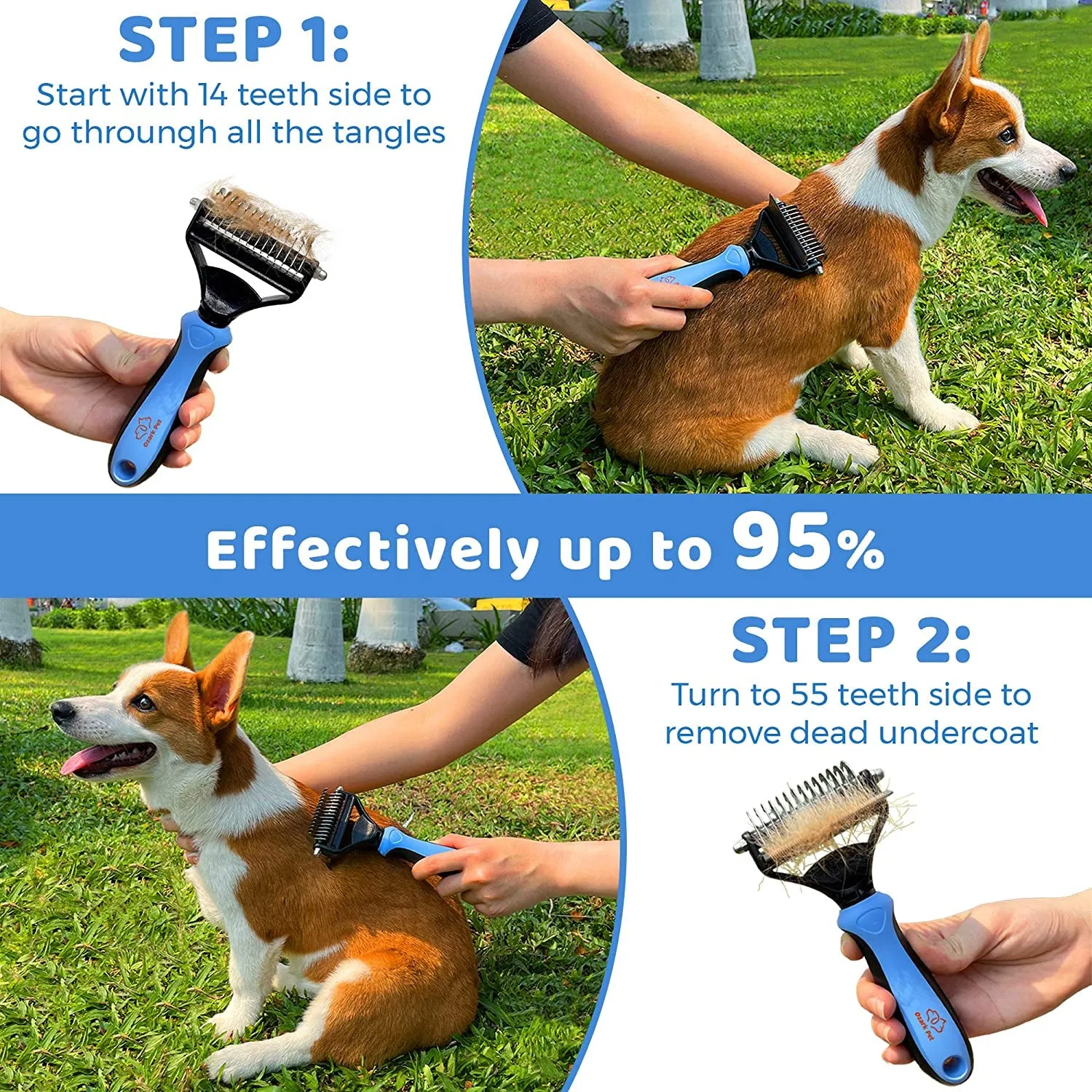 3-in-1 Pet Grooming Kit: Deshedding Brush, Dematting Tools, Shedding Brush Glove