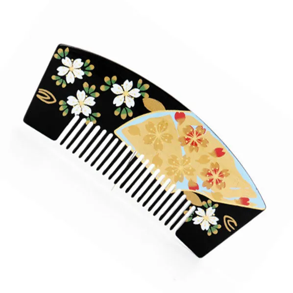 Acrylic Geisha Decorative Floral Comb Fan