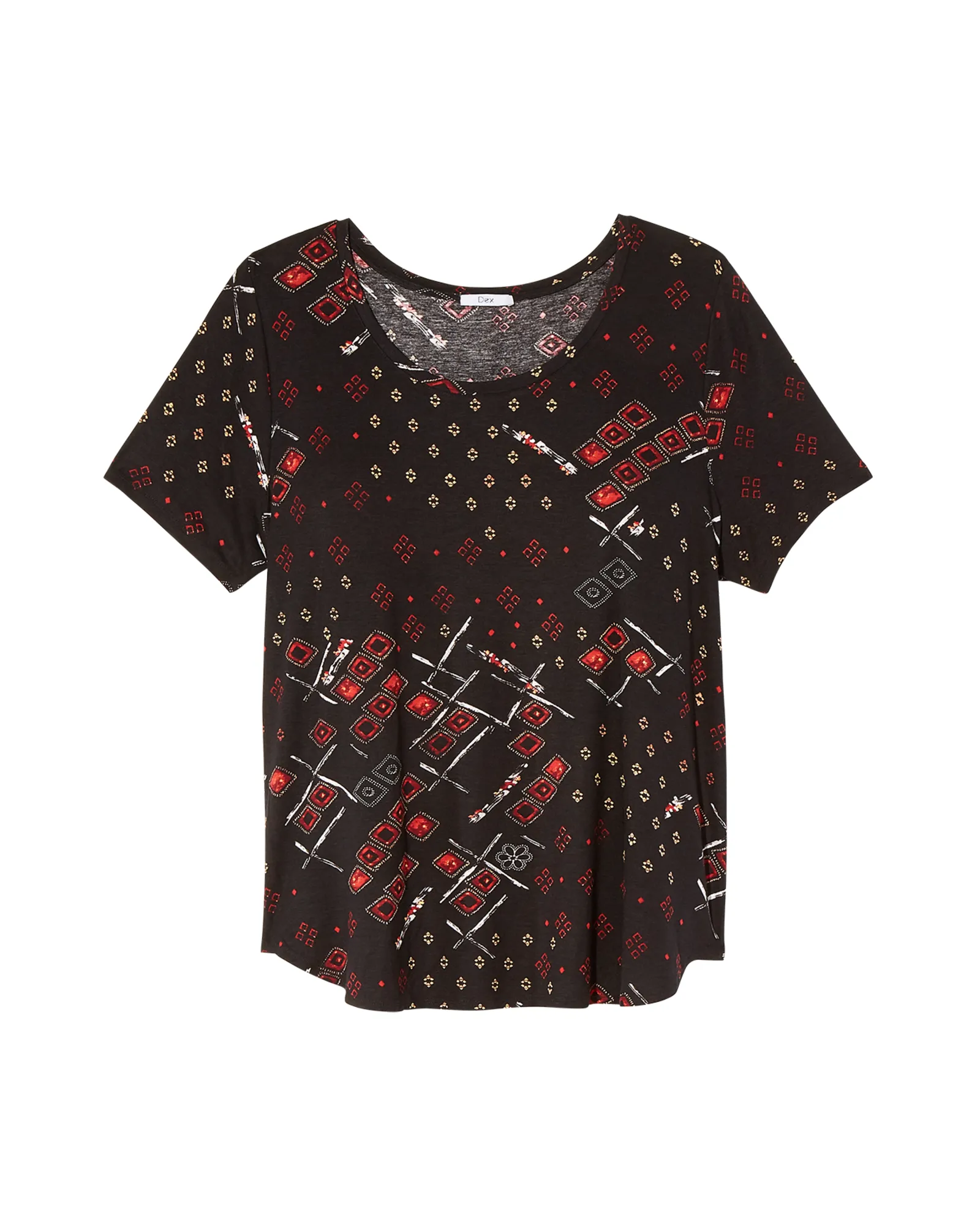 Adelene Round Hem Tee | Black / Red