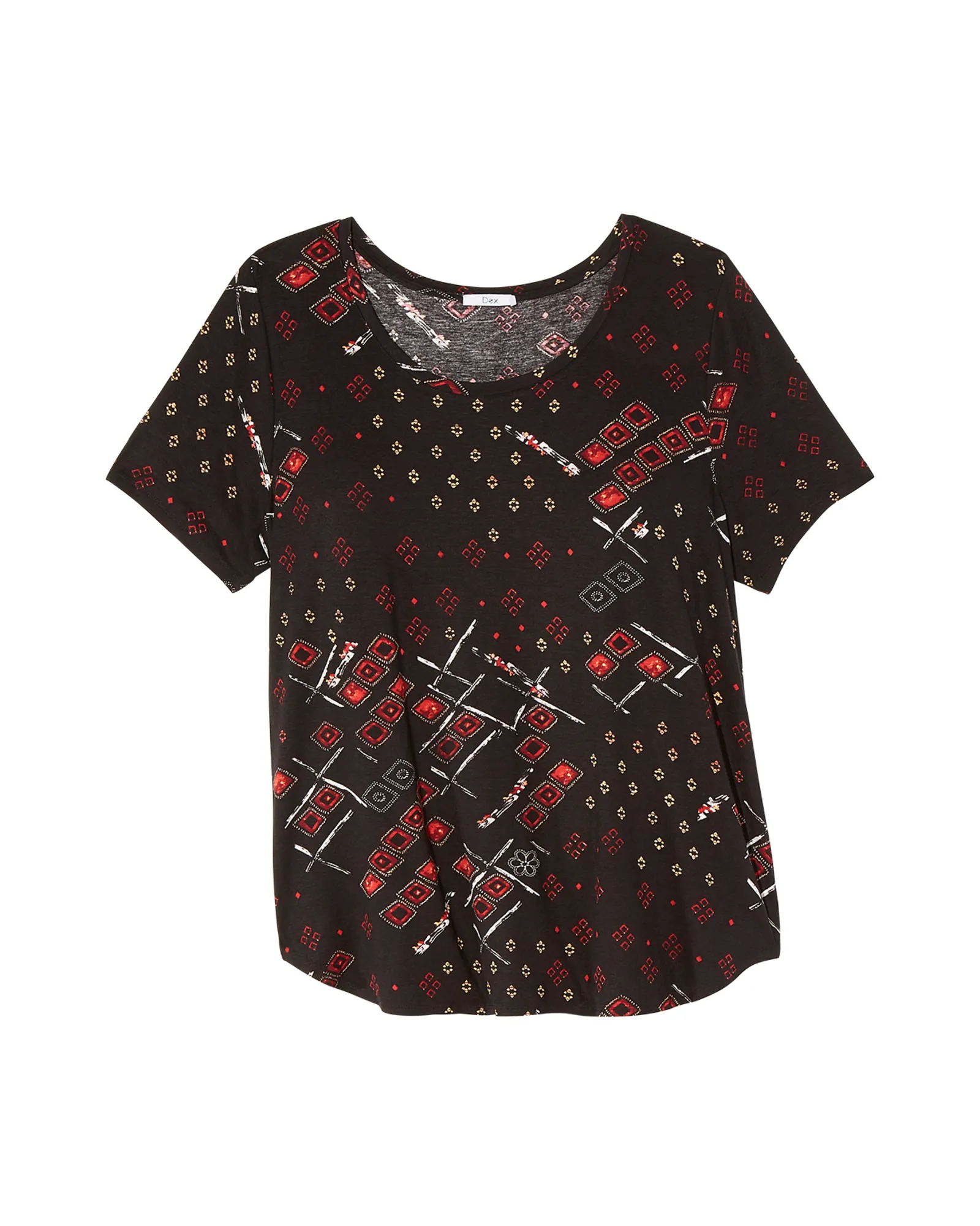 Adelene Round Hem Tee | Black / Red