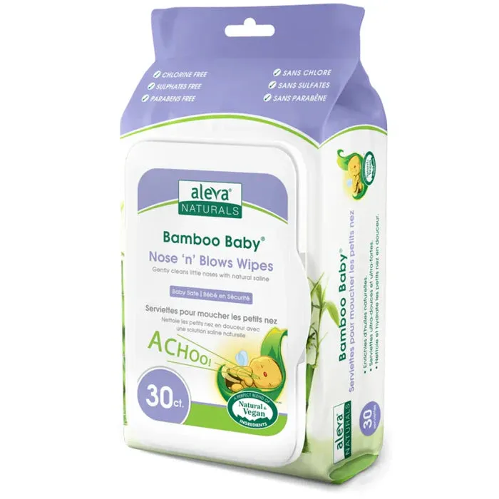 Aleva Naturals Bamboo Baby Specialty Nose 'N' Blows Wipes (Pack Of 30)