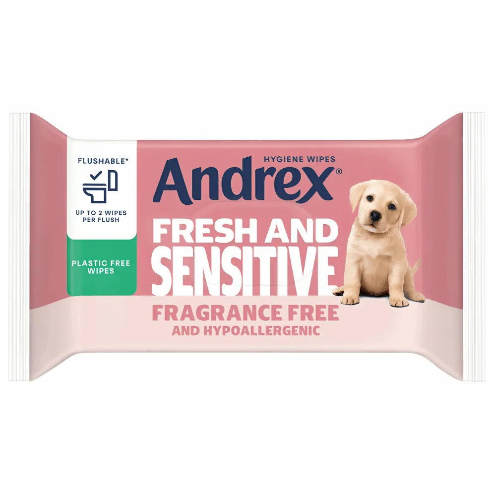 Andrex Fragrance Free Flushable Toilet Wipes, 30 Pack