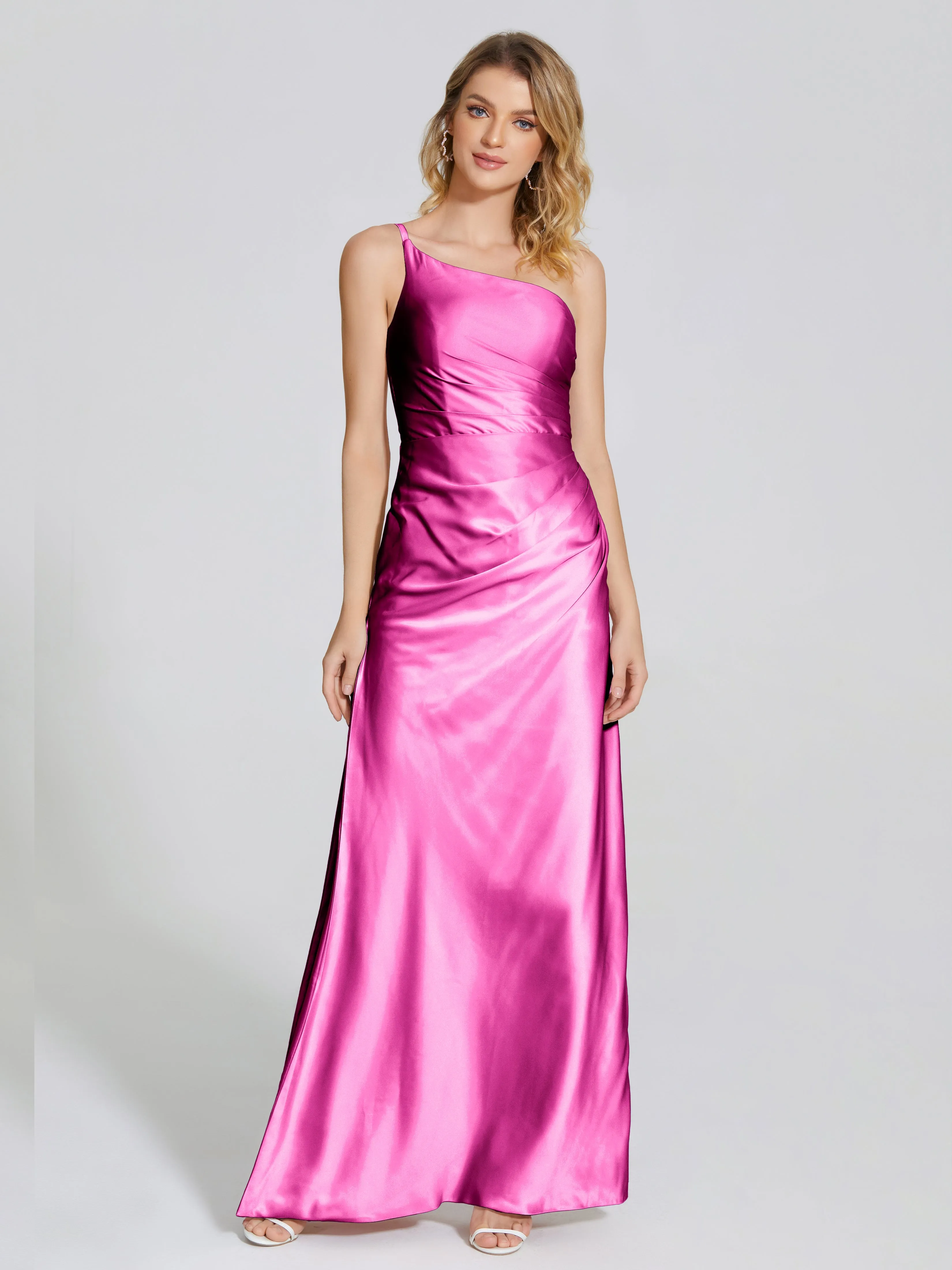 Angela One Shoulder Soft Satin Bridesmaid Dresses