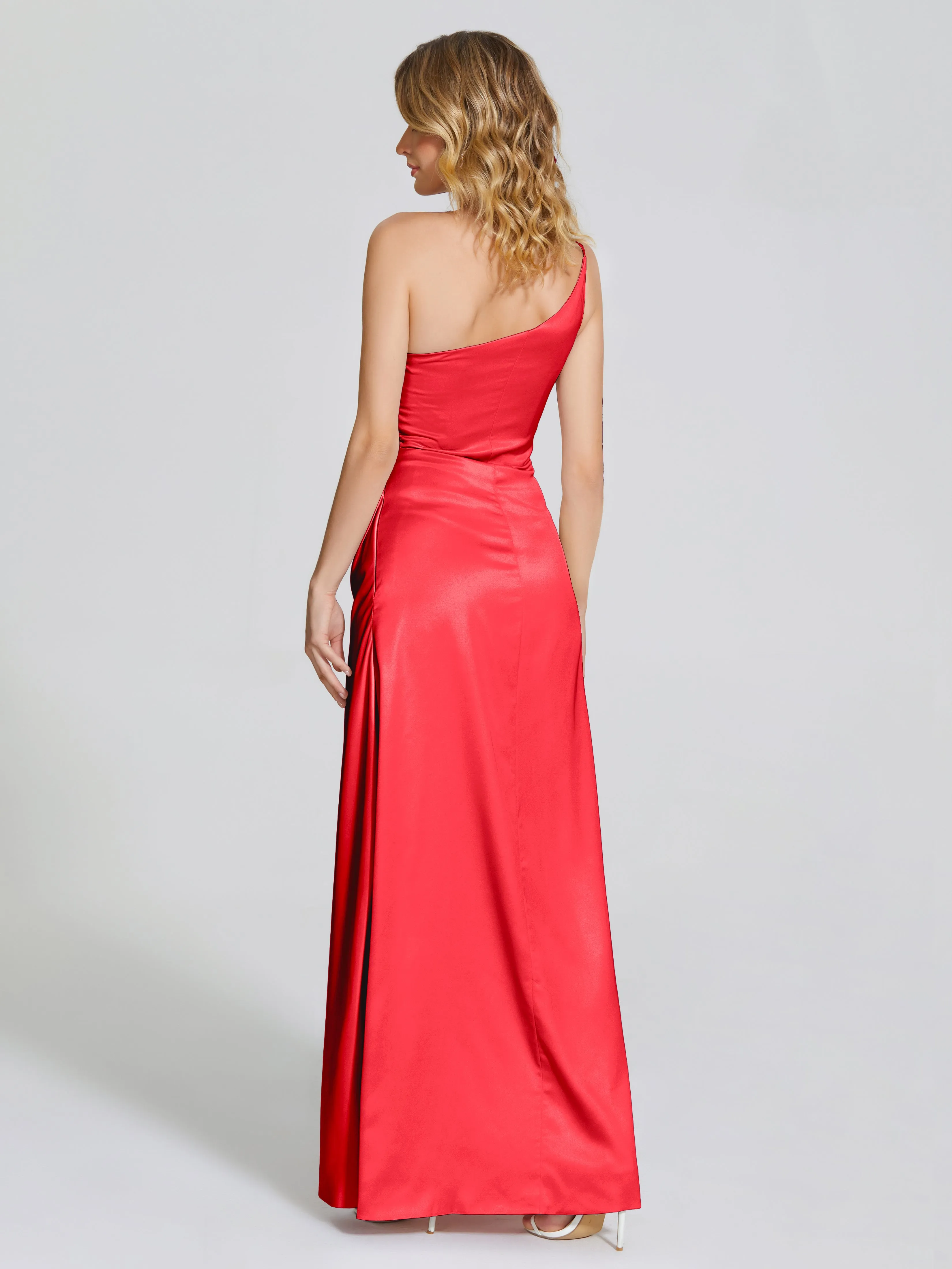 Angela One Shoulder Soft Satin Bridesmaid Dresses