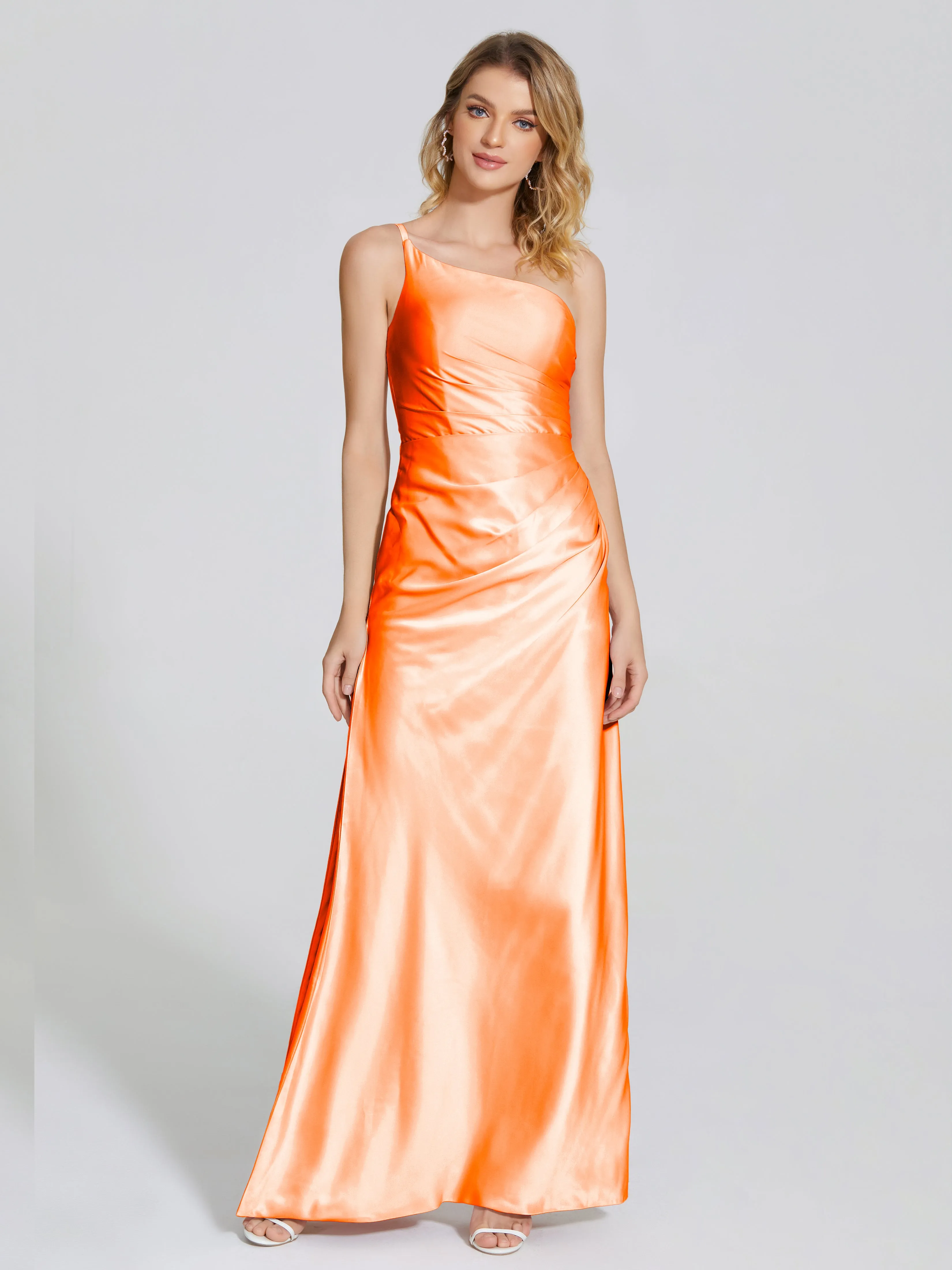 Angela One Shoulder Soft Satin Bridesmaid Dresses