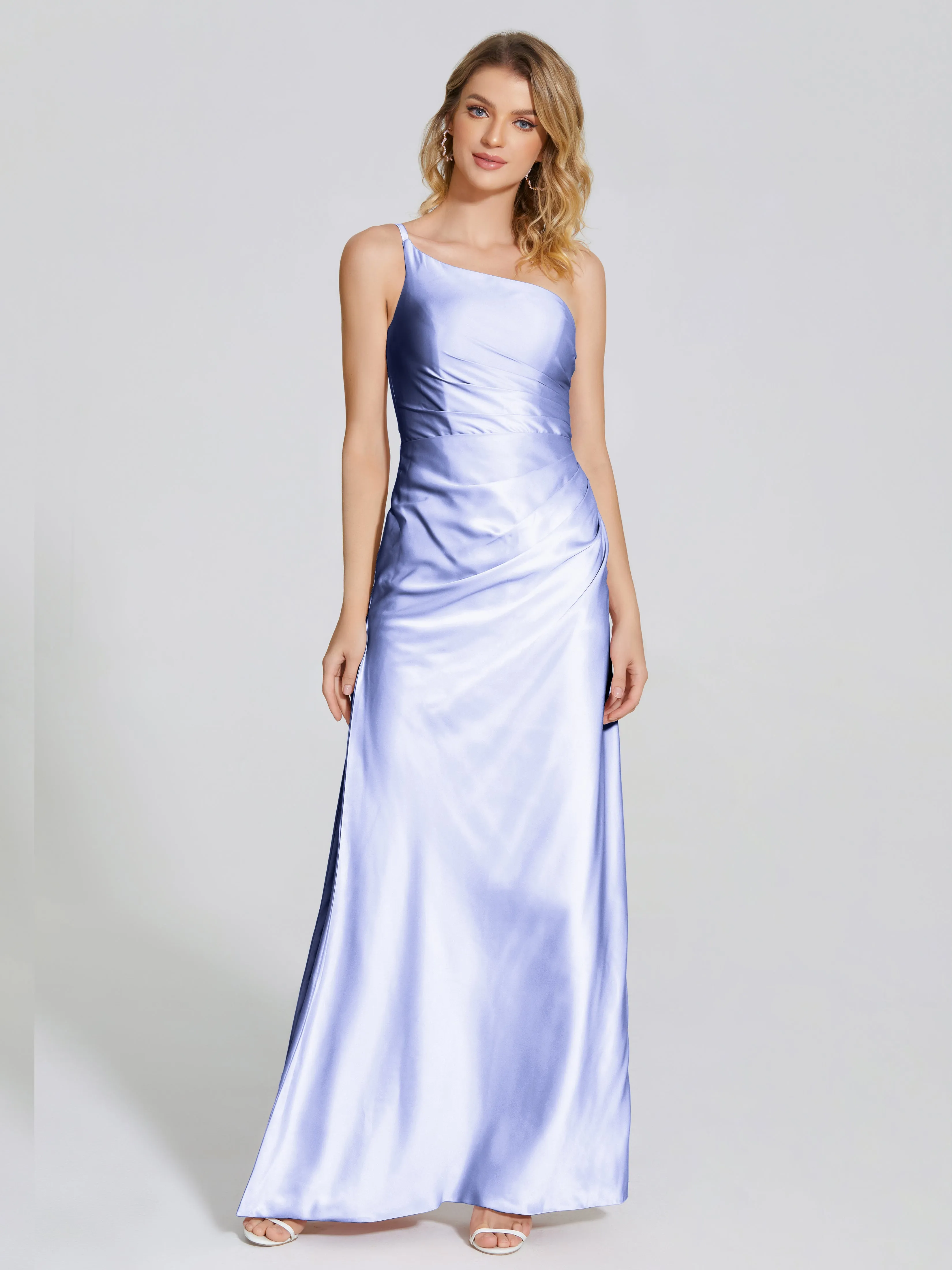 Angela One Shoulder Soft Satin Bridesmaid Dresses