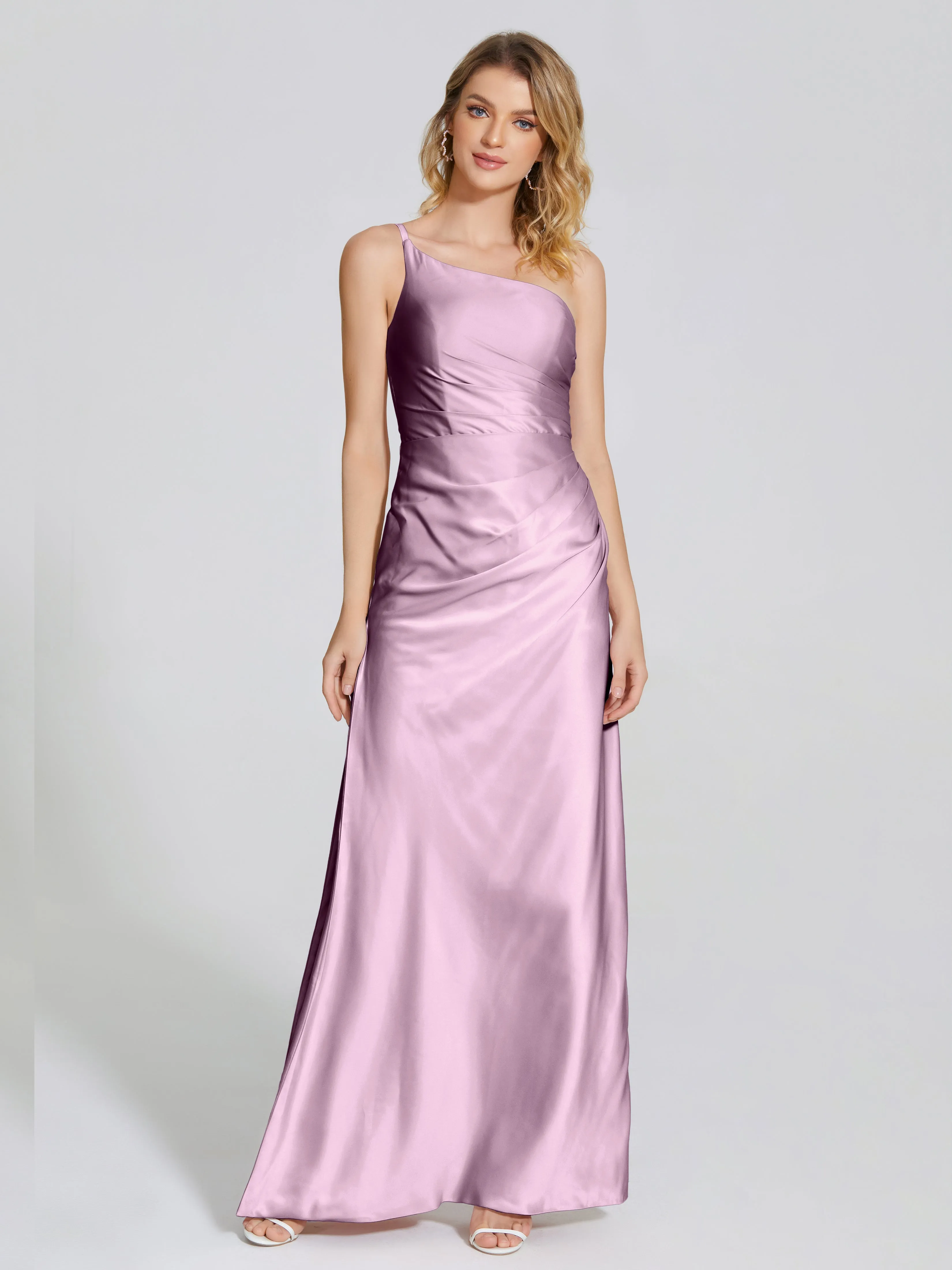 Angela One Shoulder Soft Satin Bridesmaid Dresses