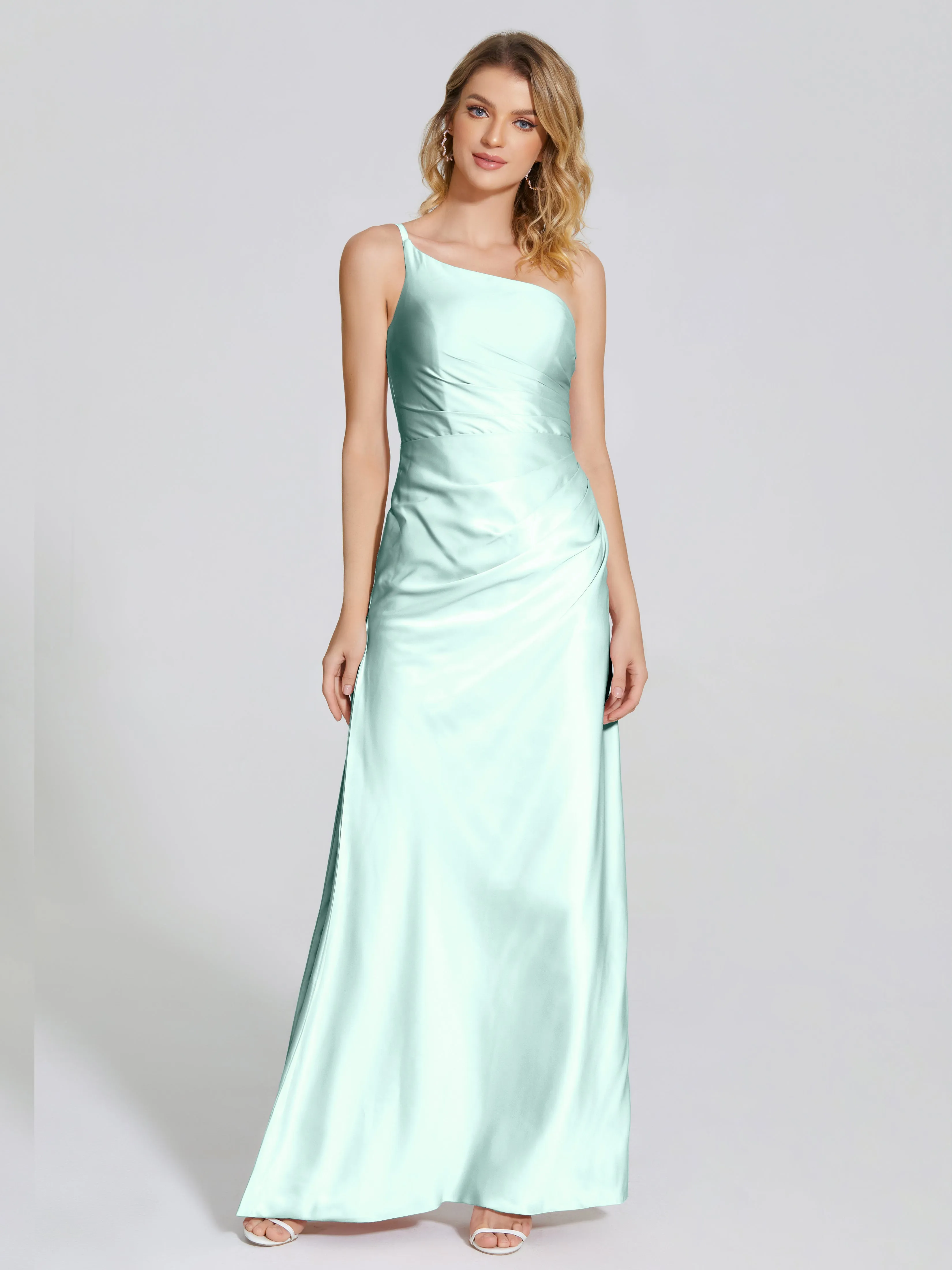 Angela One Shoulder Soft Satin Bridesmaid Dresses