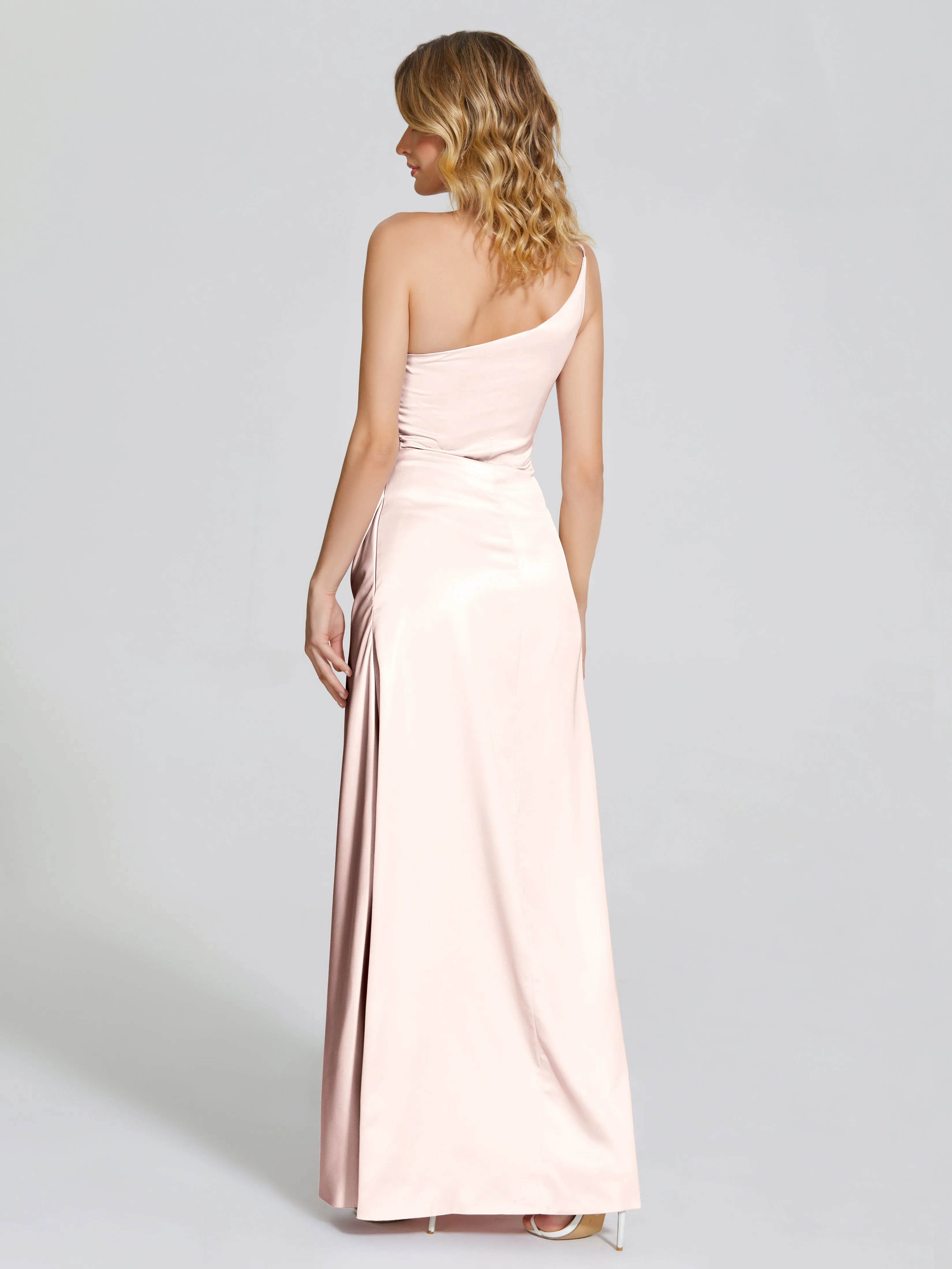 Angela One Shoulder Soft Satin Bridesmaid Dresses