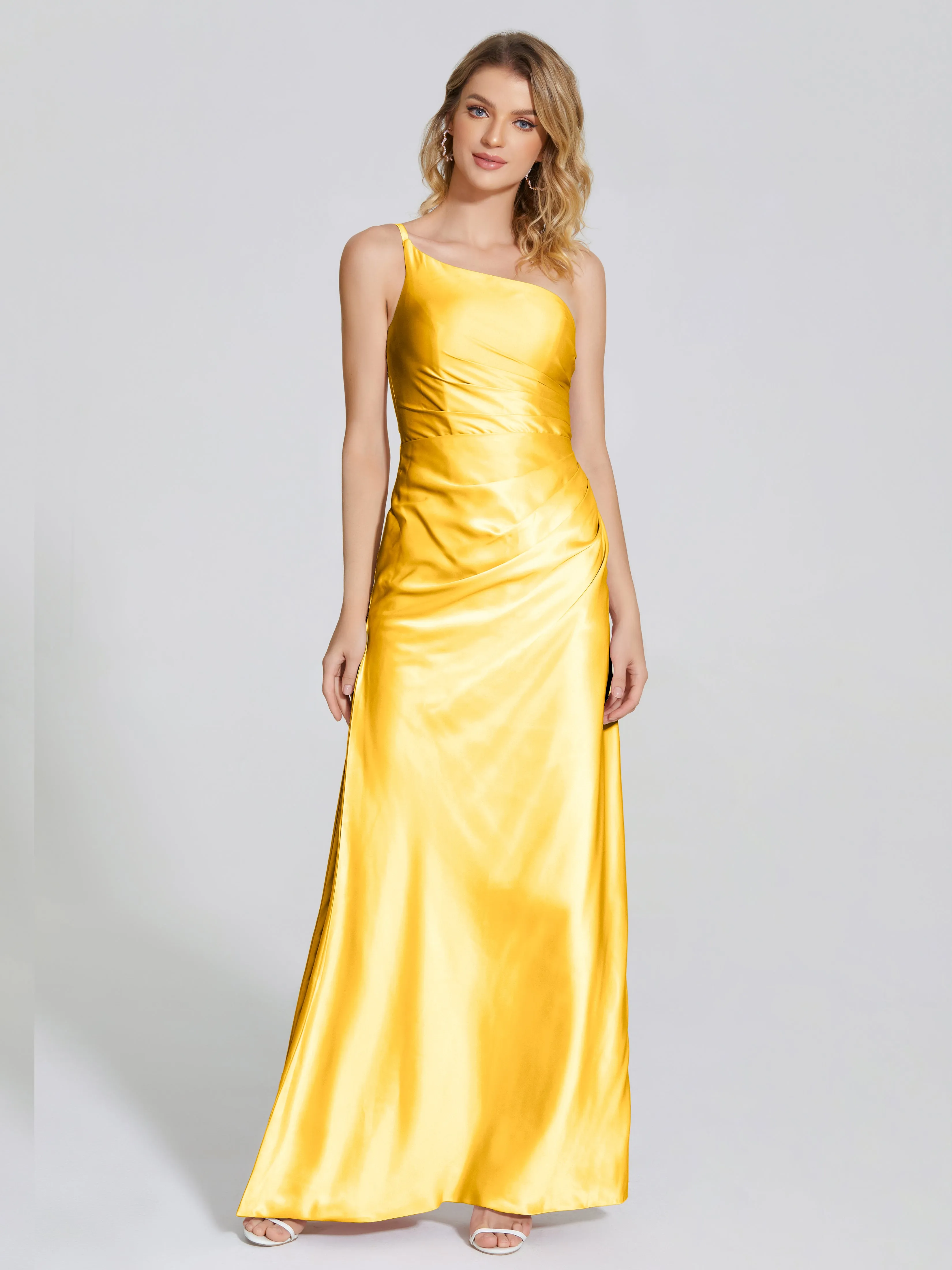 Angela One Shoulder Soft Satin Bridesmaid Dresses