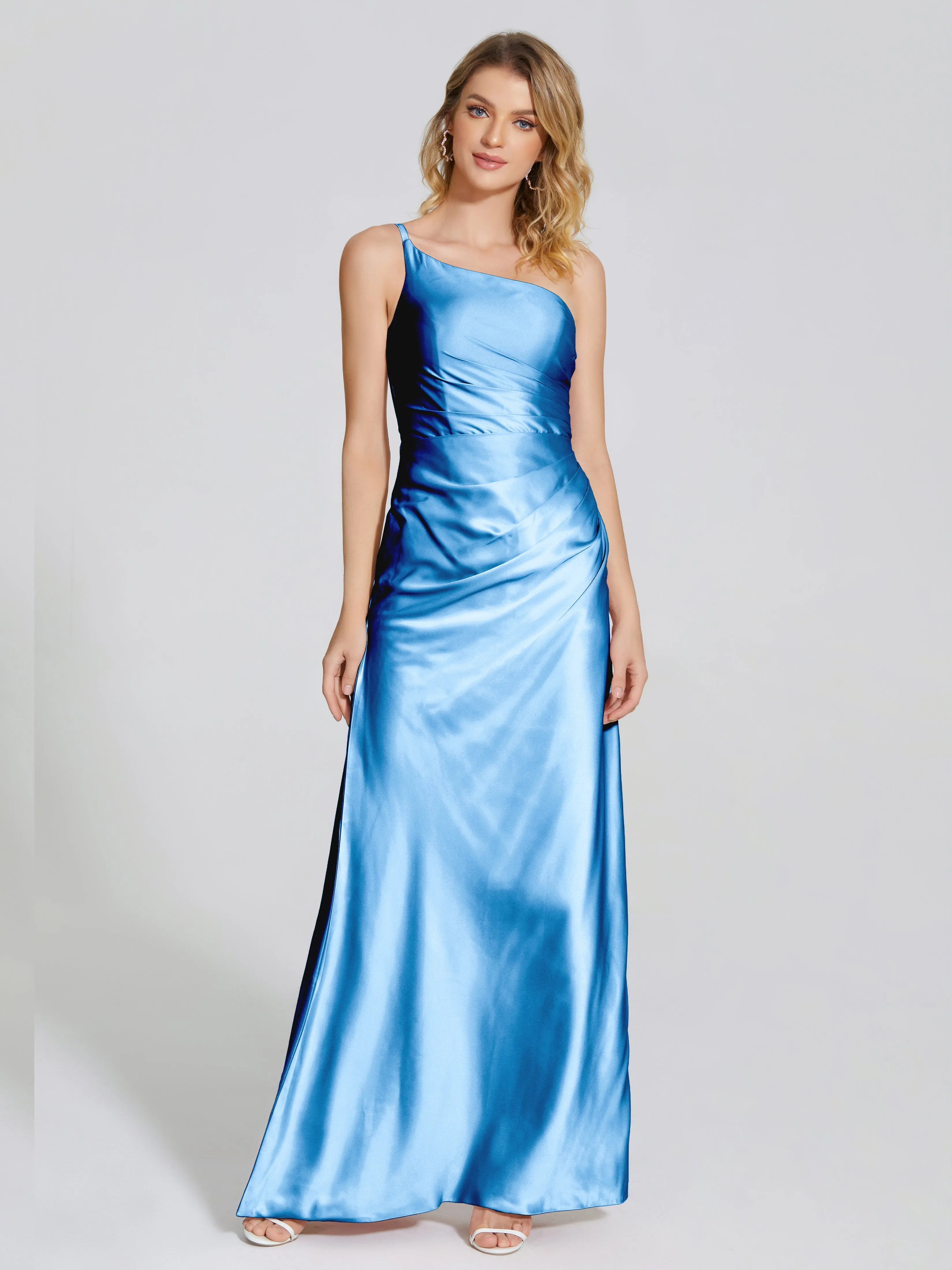 Angela One Shoulder Soft Satin Bridesmaid Dresses