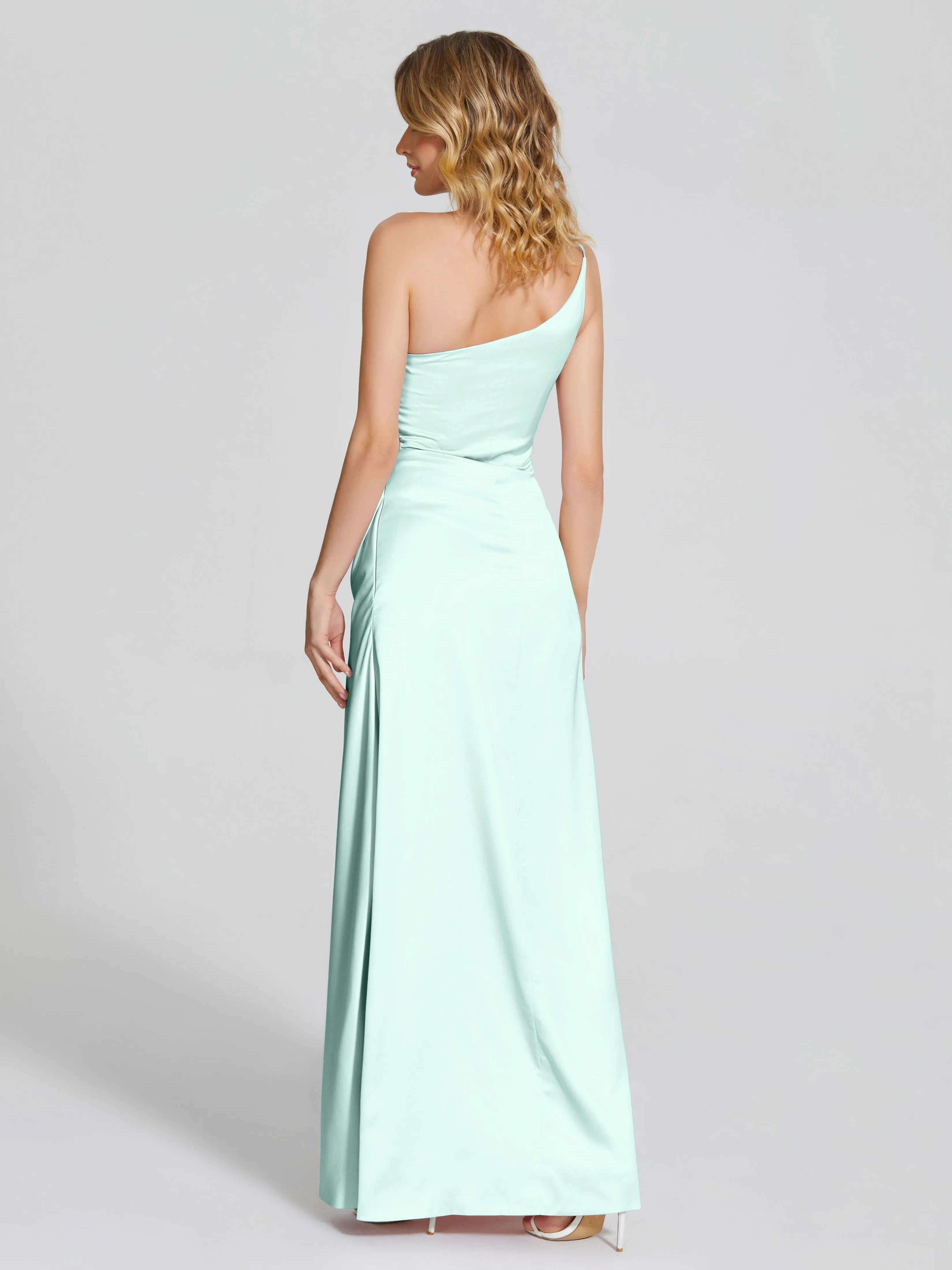 Angela One Shoulder Soft Satin Bridesmaid Dresses