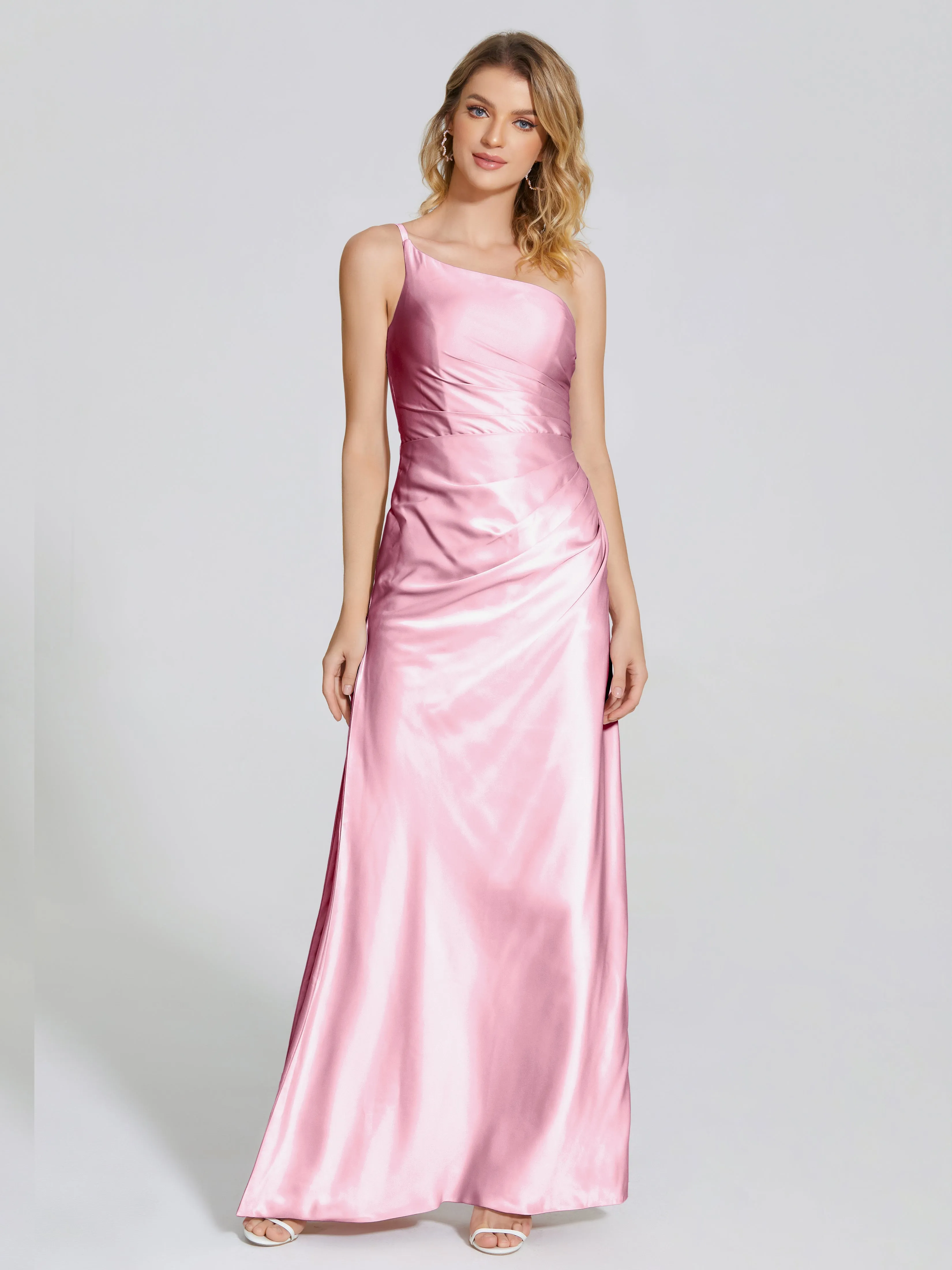 Angela One Shoulder Soft Satin Bridesmaid Dresses