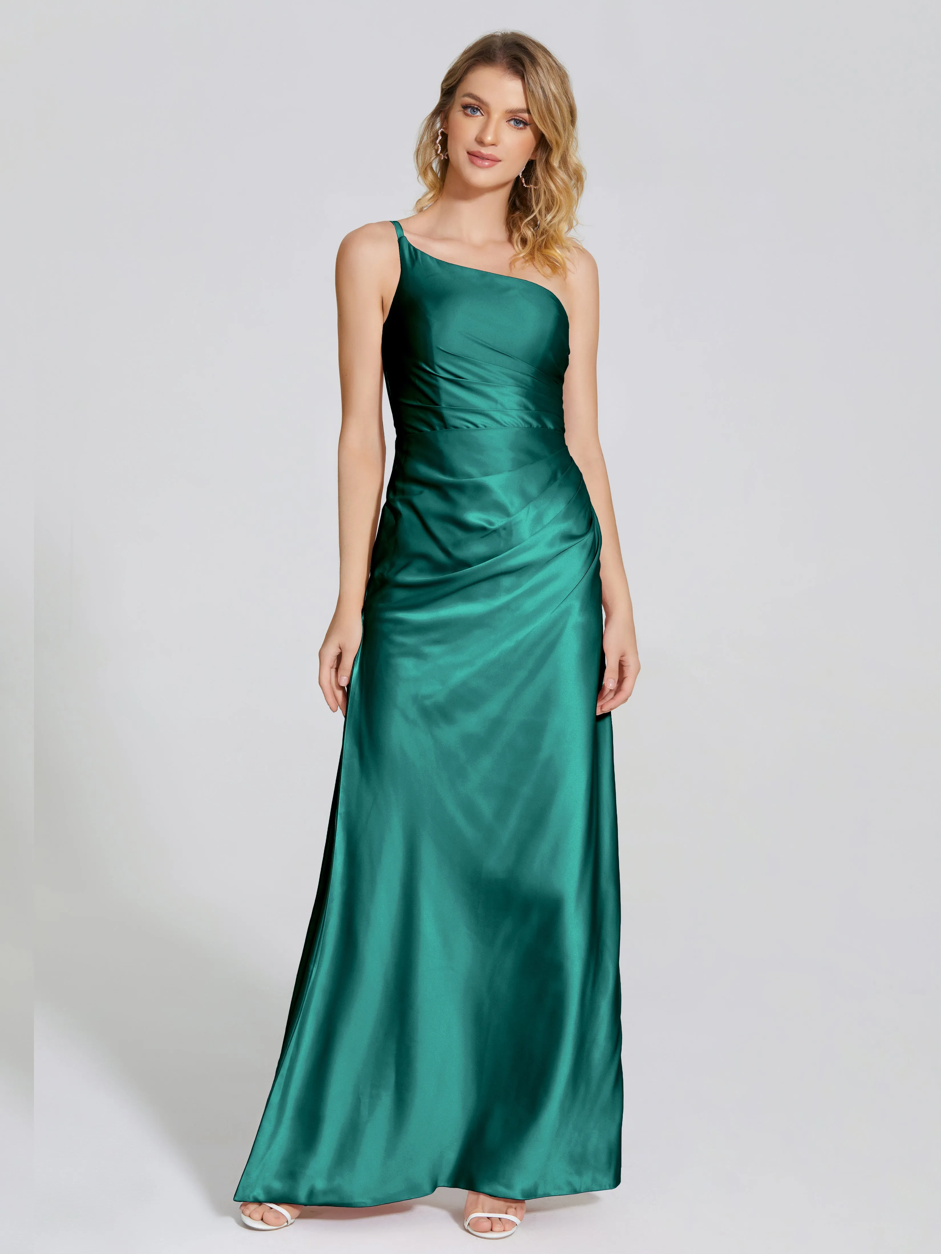 Angela One Shoulder Soft Satin Bridesmaid Dresses