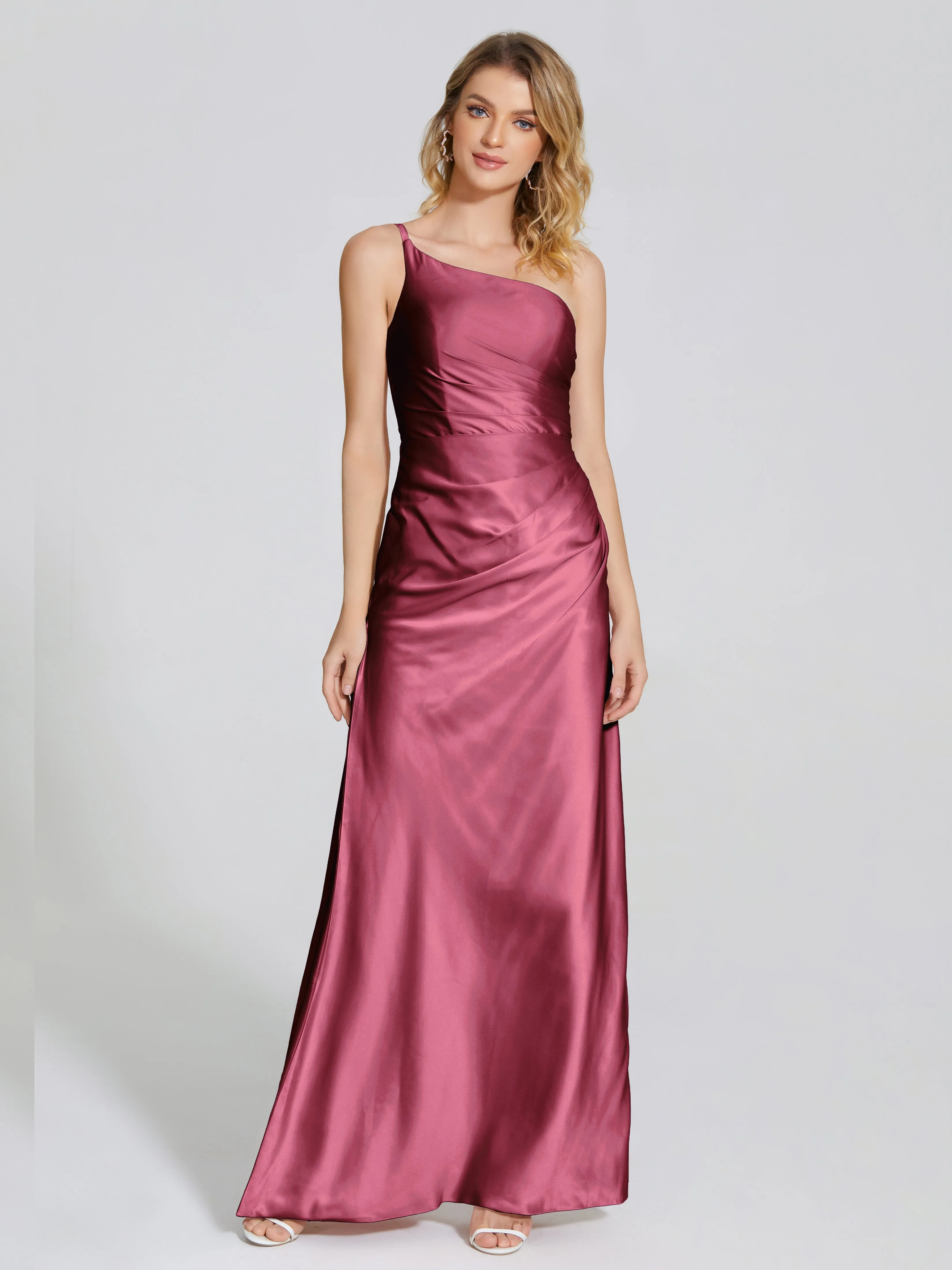 Angela One Shoulder Soft Satin Bridesmaid Dresses