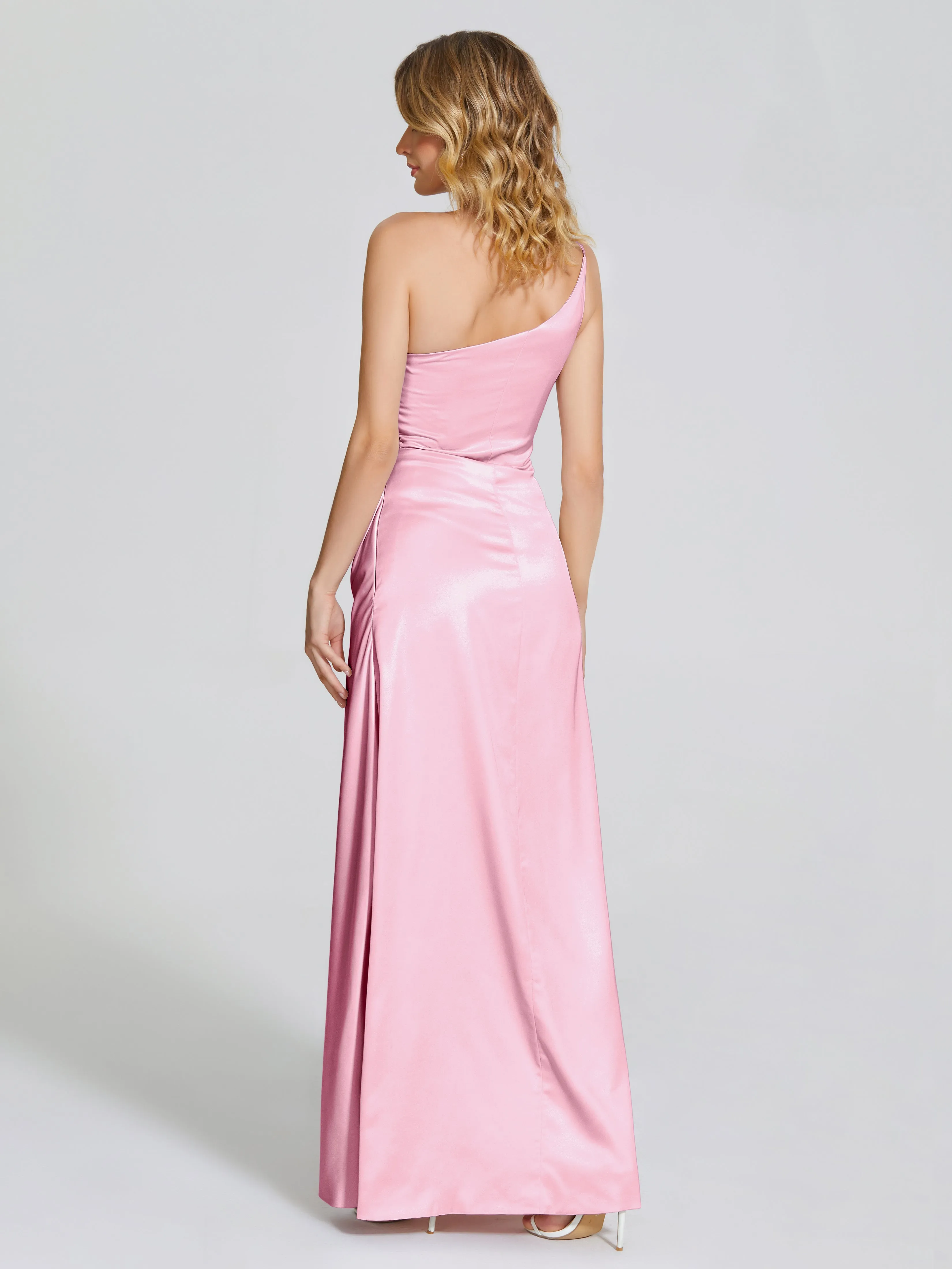 Angela One Shoulder Soft Satin Bridesmaid Dresses