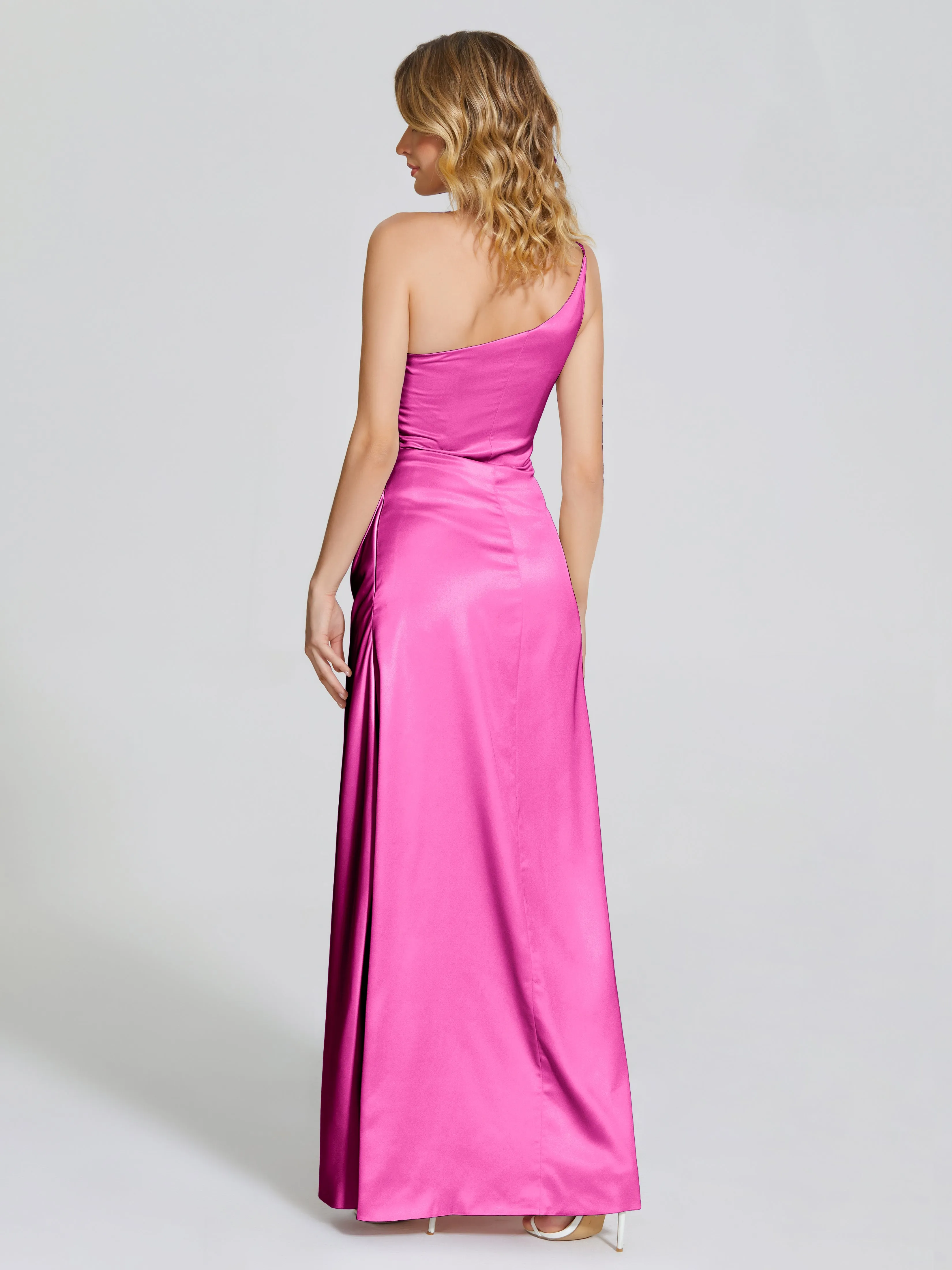 Angela One Shoulder Soft Satin Bridesmaid Dresses