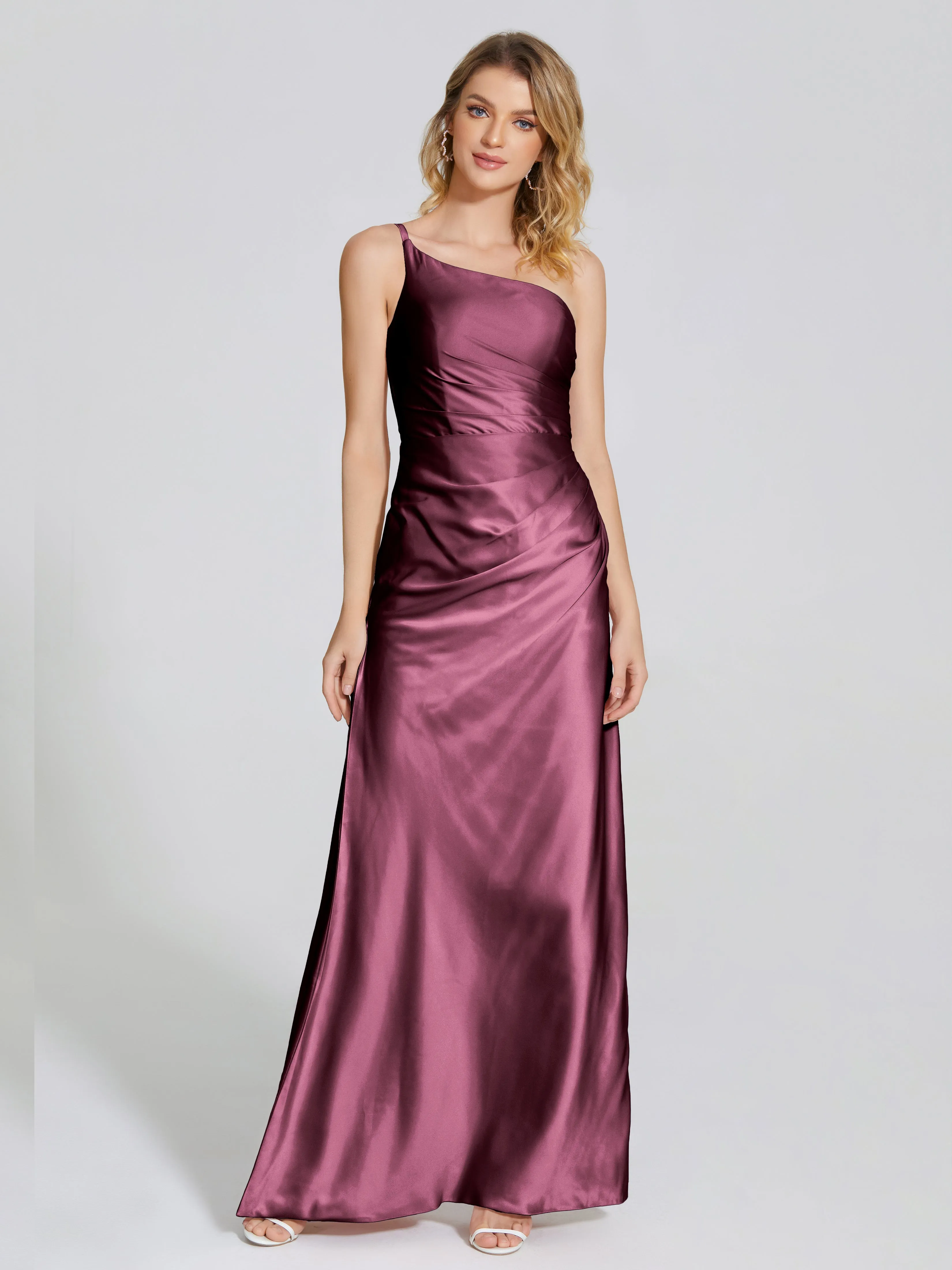 Angela One Shoulder Soft Satin Bridesmaid Dresses