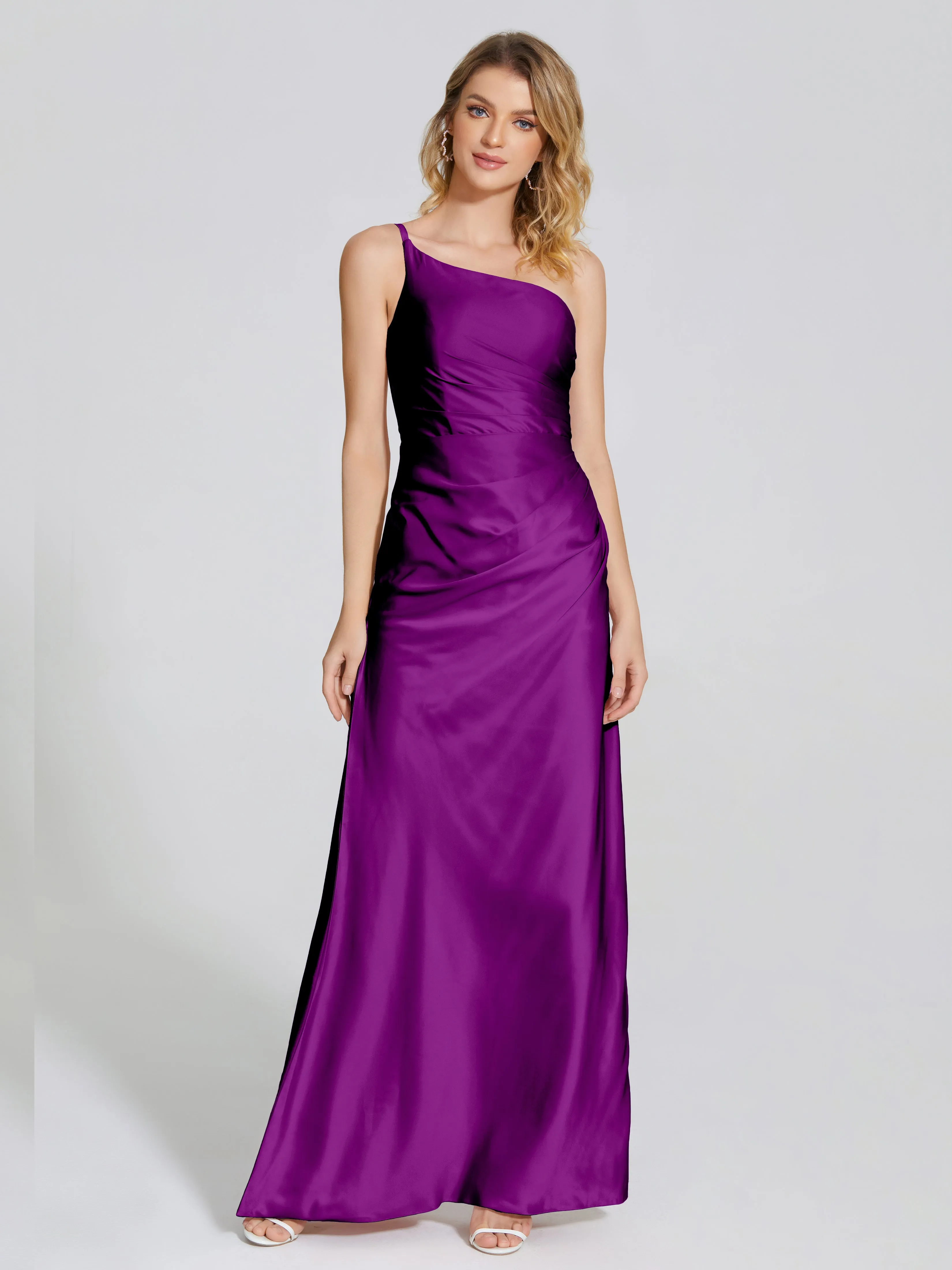 Angela One Shoulder Soft Satin Bridesmaid Dresses