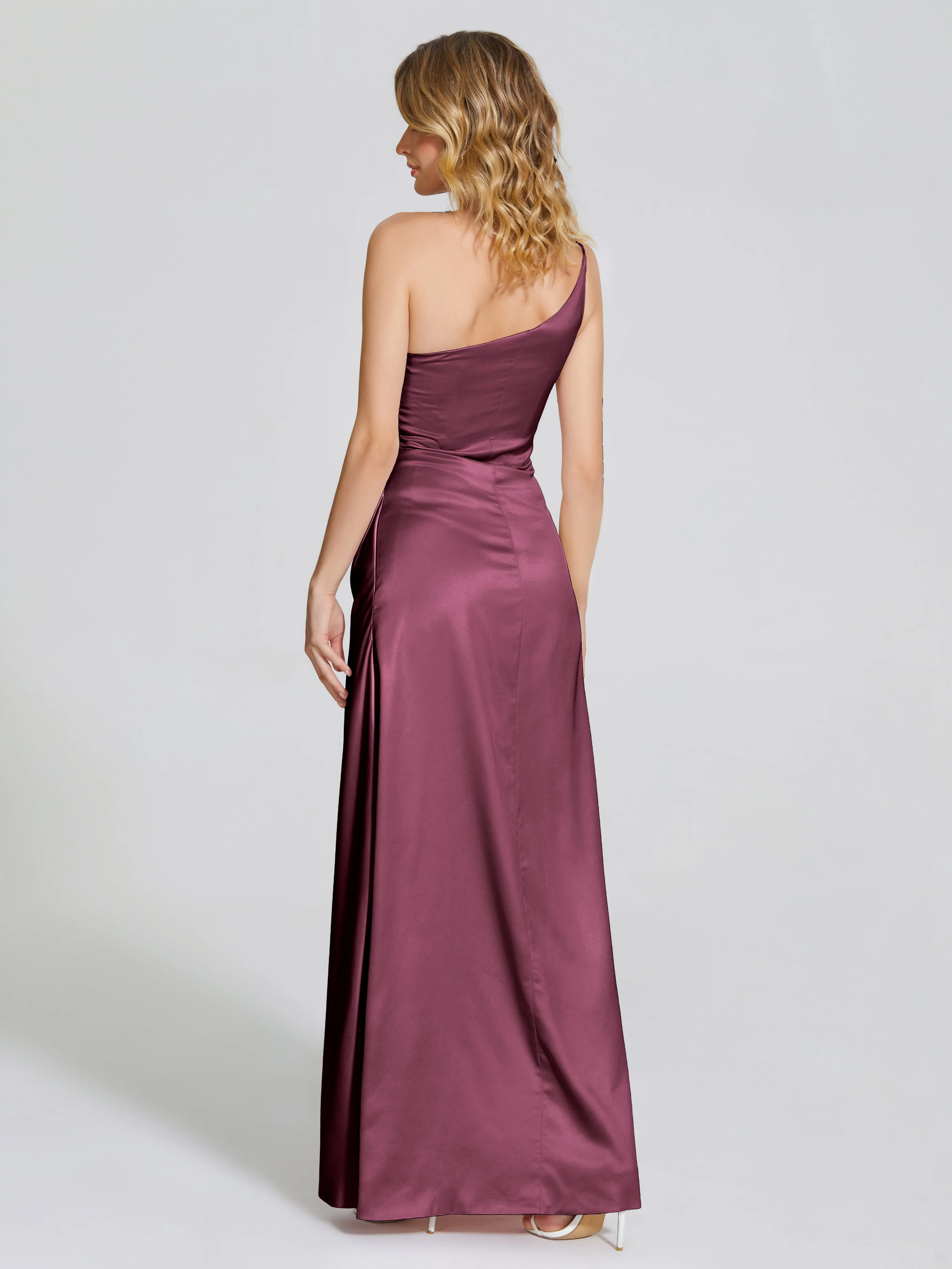 Angela One Shoulder Soft Satin Bridesmaid Dresses