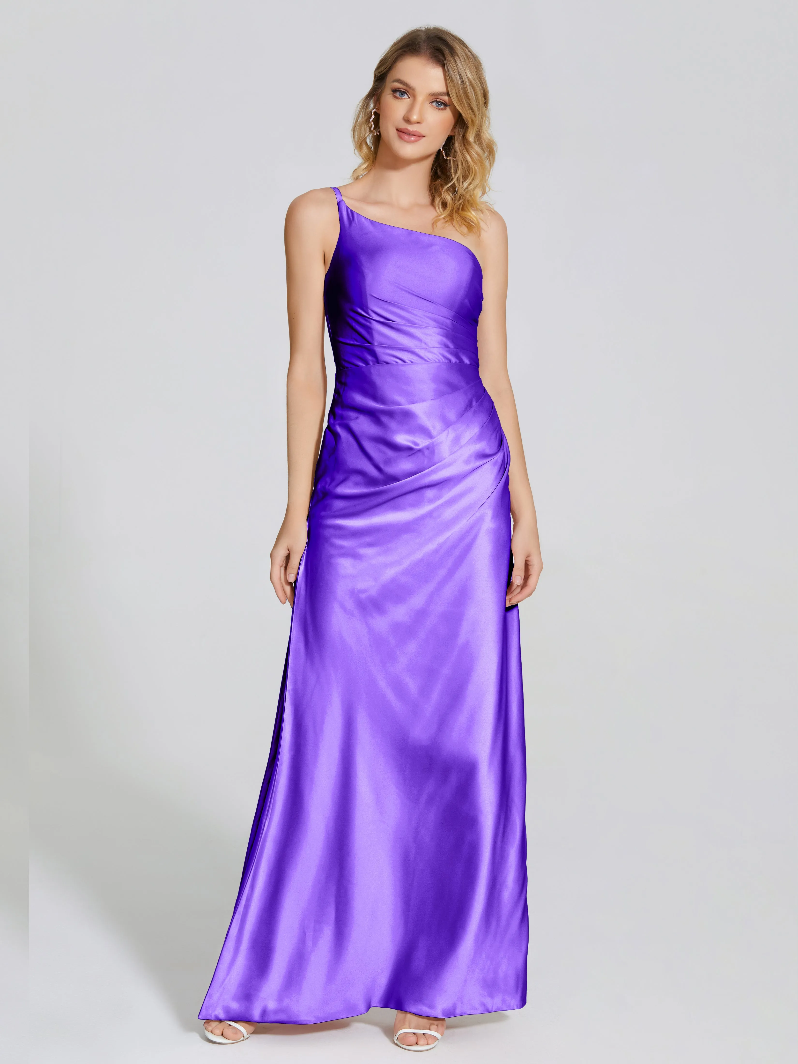 Angela One Shoulder Soft Satin Bridesmaid Dresses