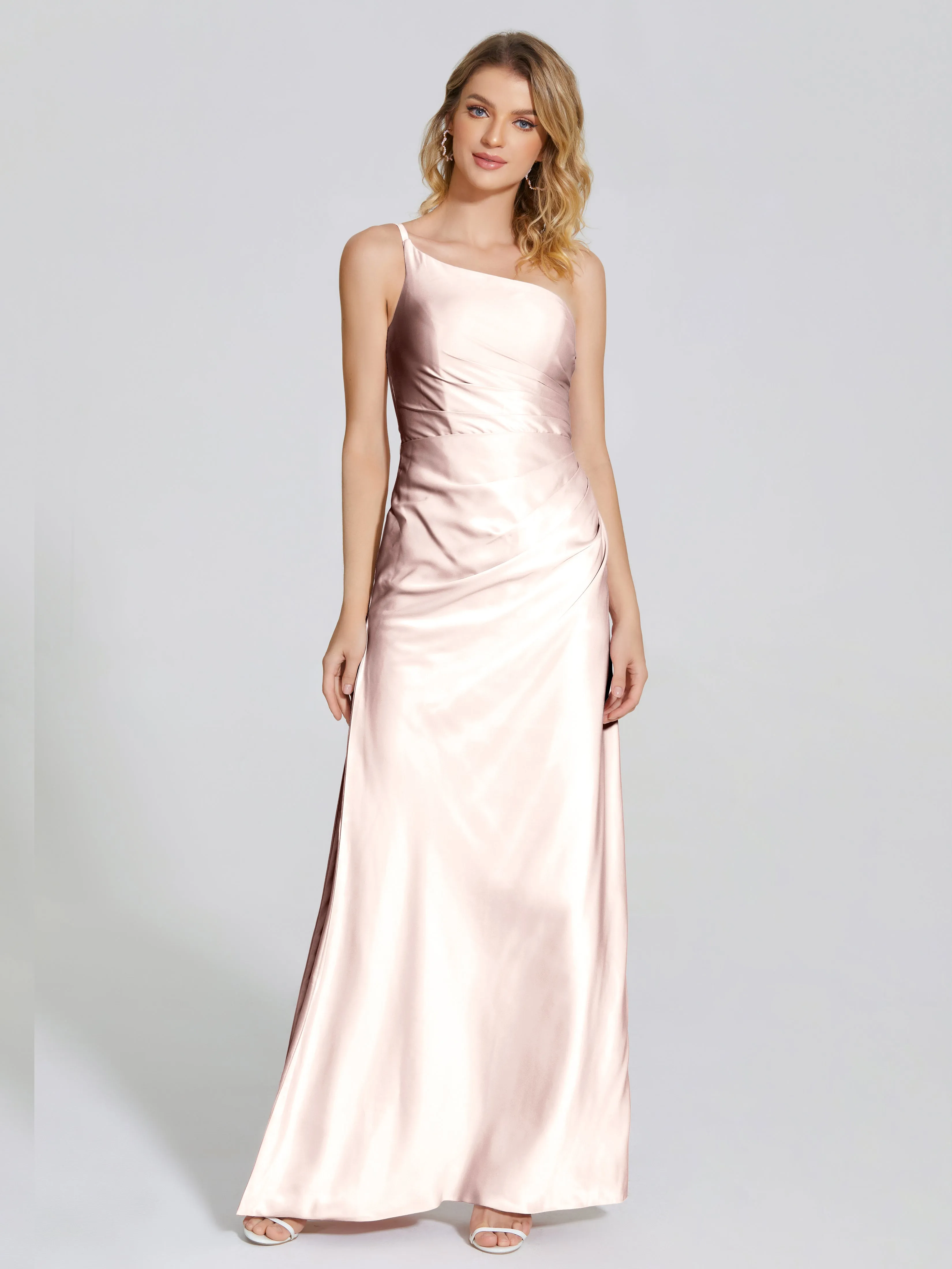 Angela One Shoulder Soft Satin Bridesmaid Dresses