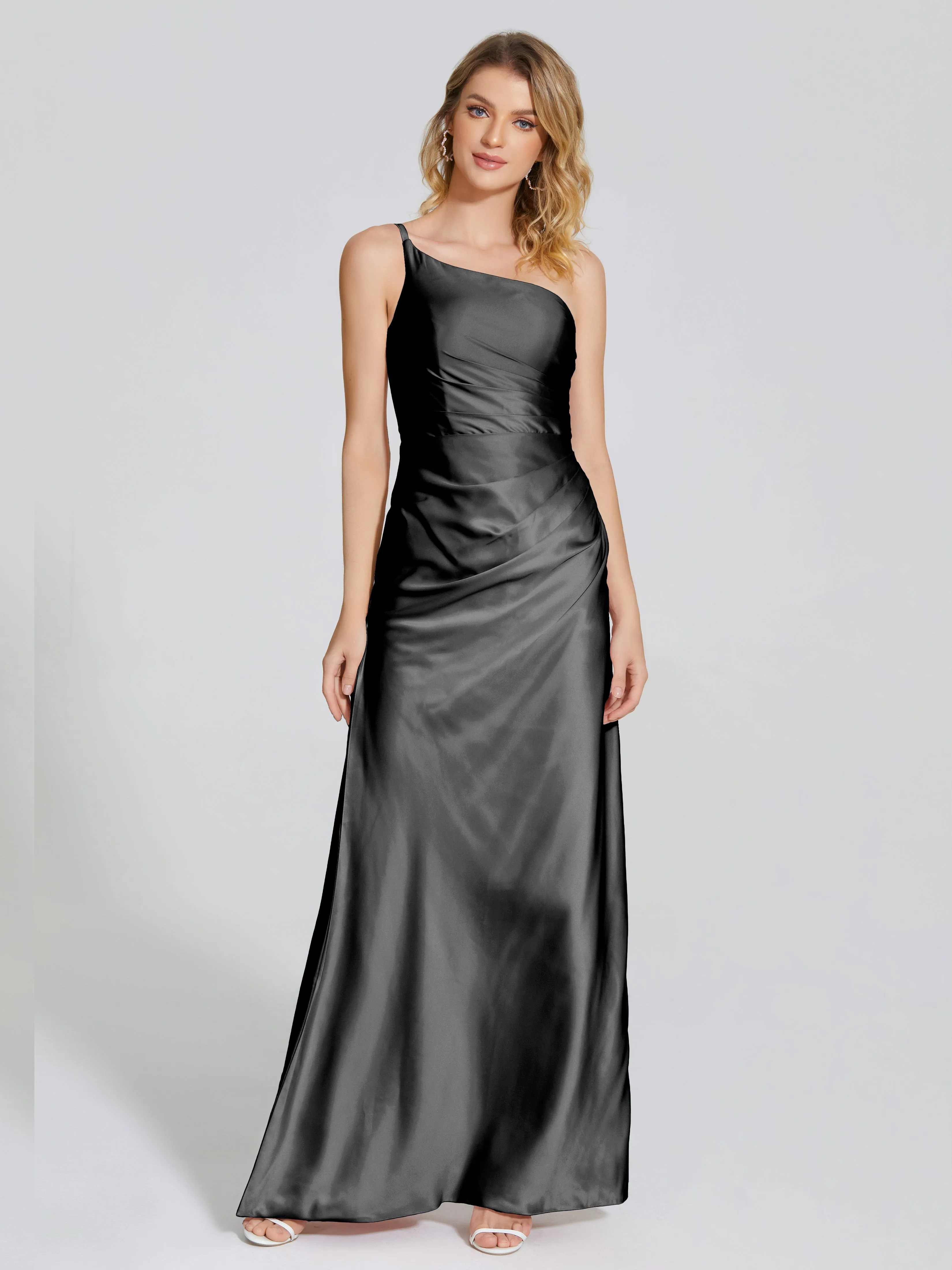 Angela One Shoulder Soft Satin Bridesmaid Dresses