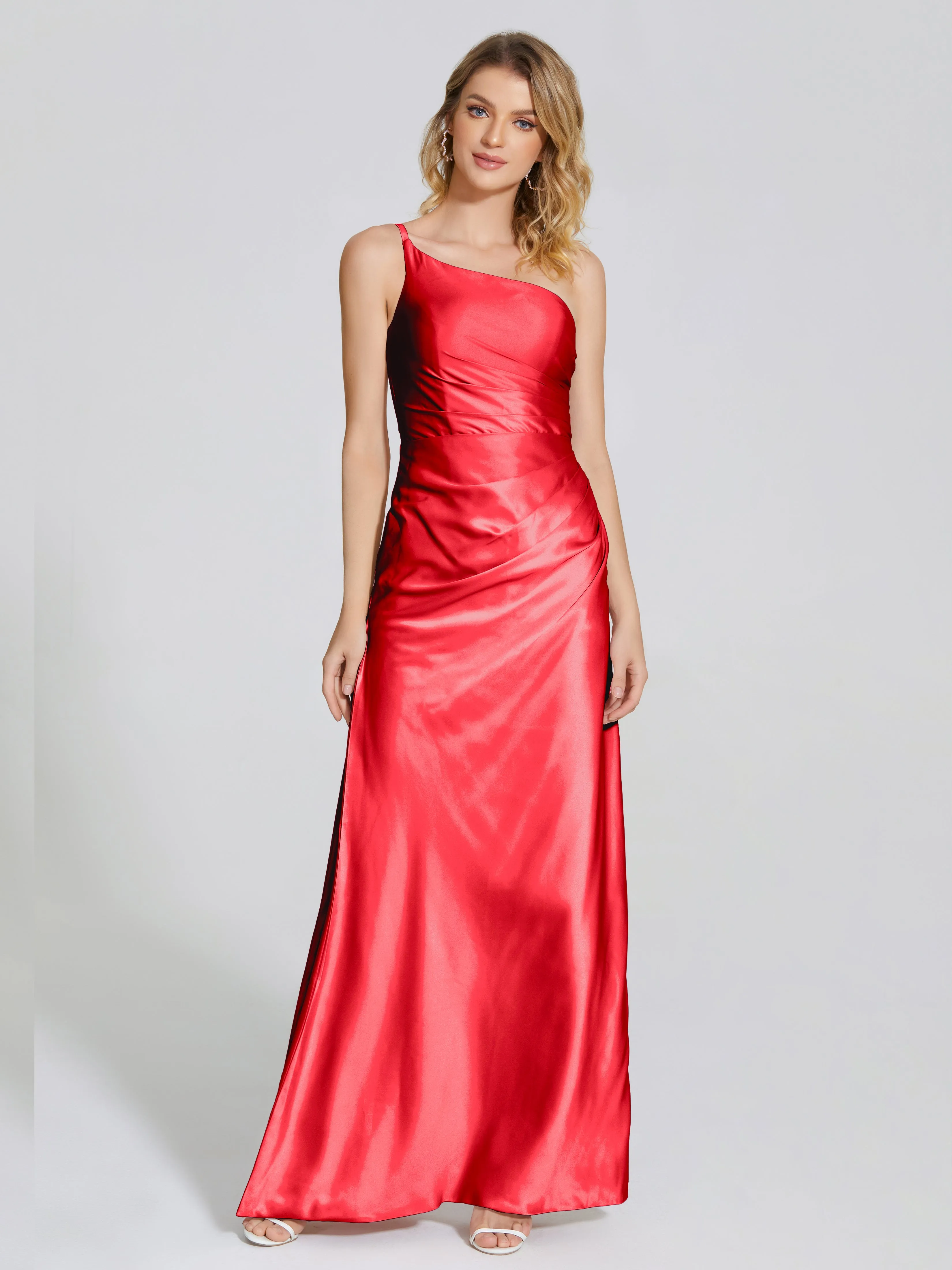 Angela One Shoulder Soft Satin Bridesmaid Dresses