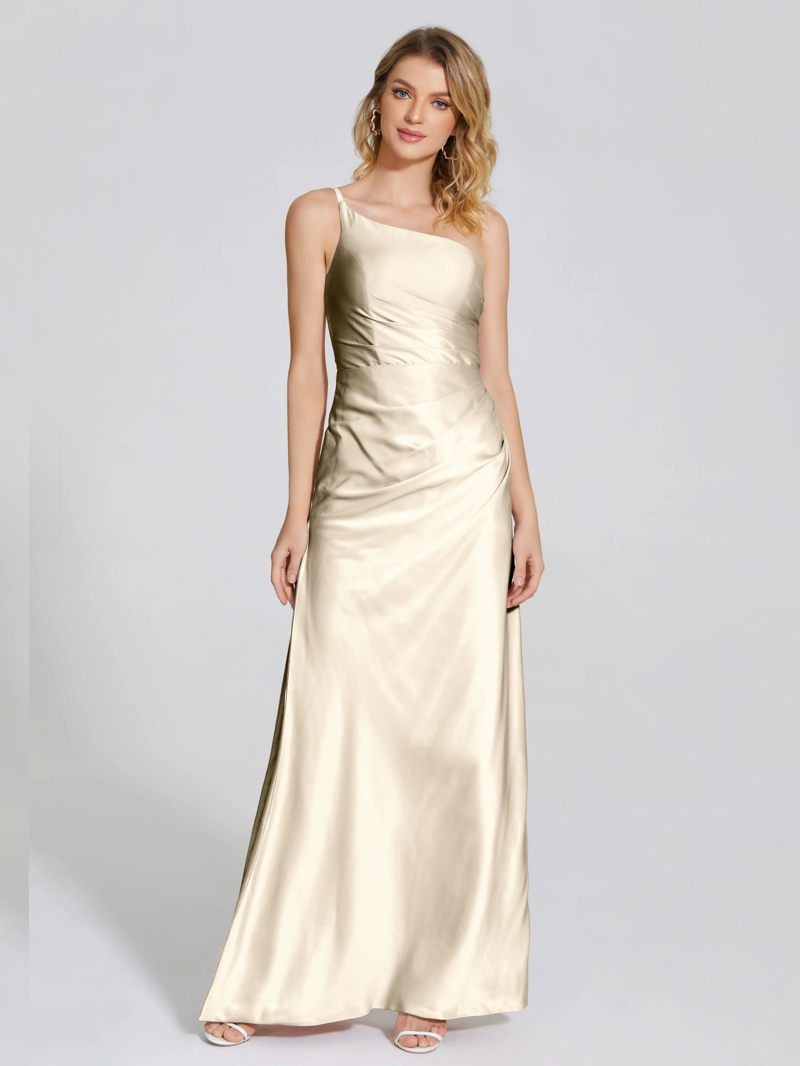 Angela One Shoulder Soft Satin Bridesmaid Dresses