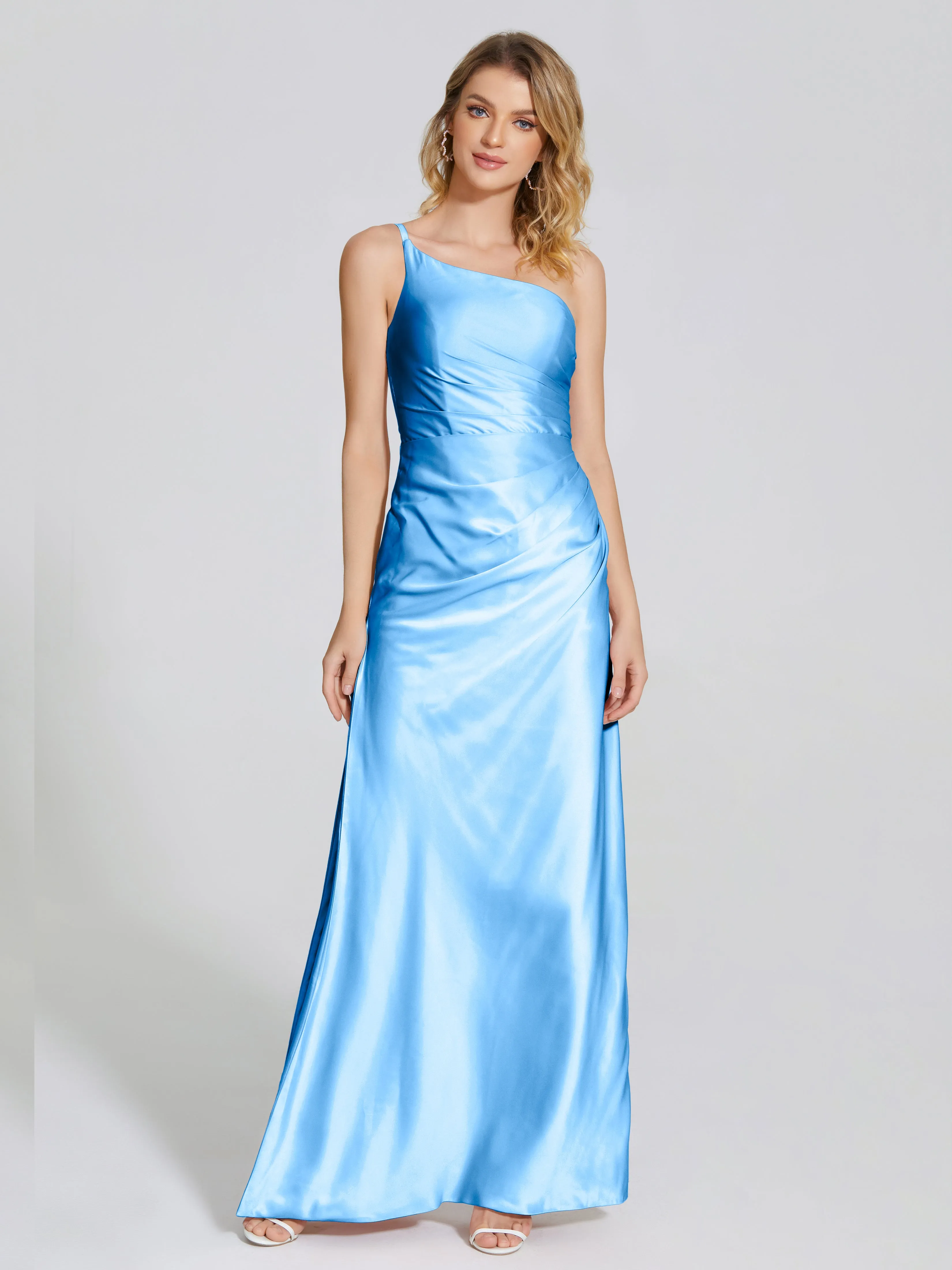 Angela One Shoulder Soft Satin Bridesmaid Dresses