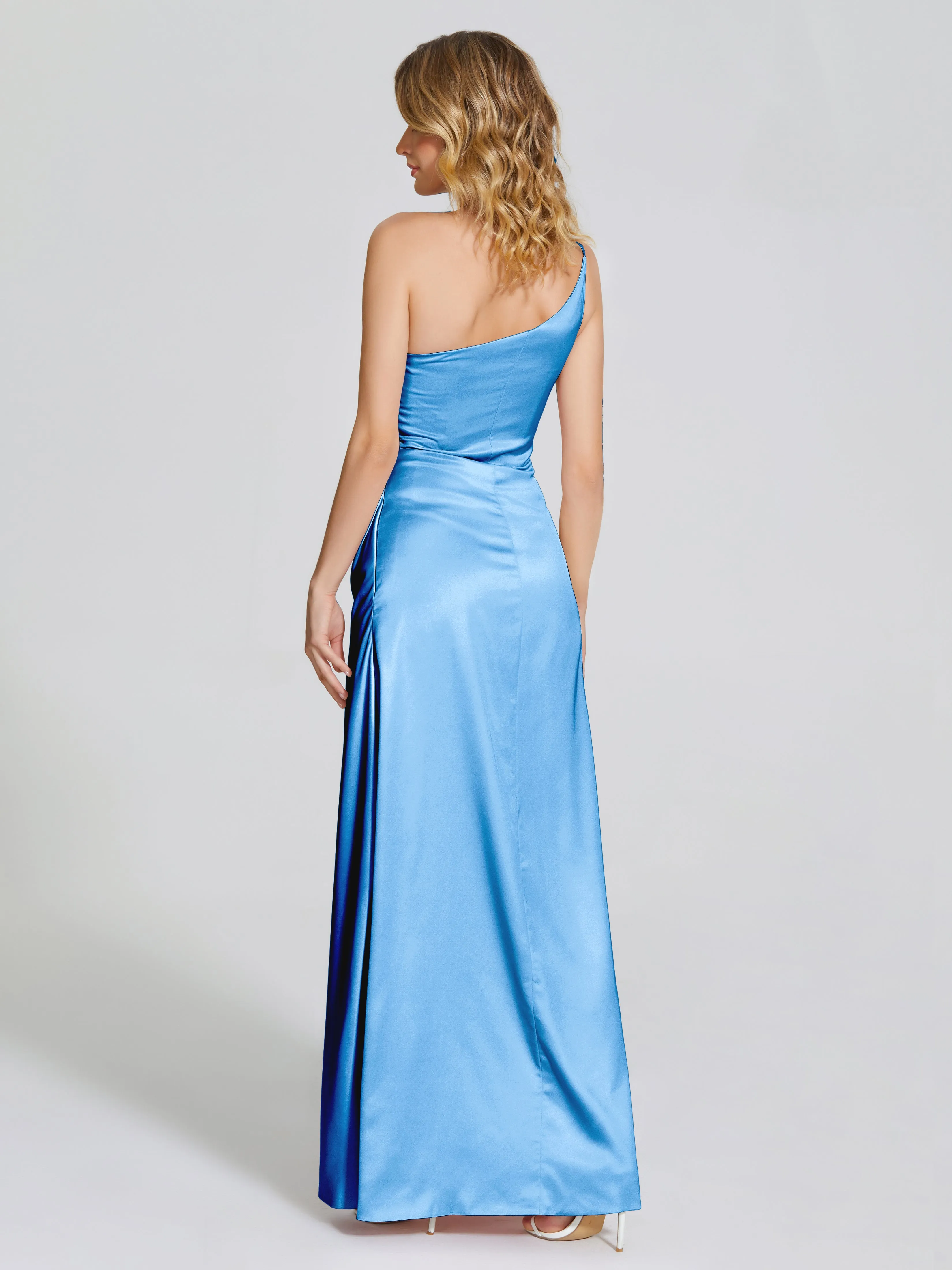 Angela One Shoulder Soft Satin Bridesmaid Dresses