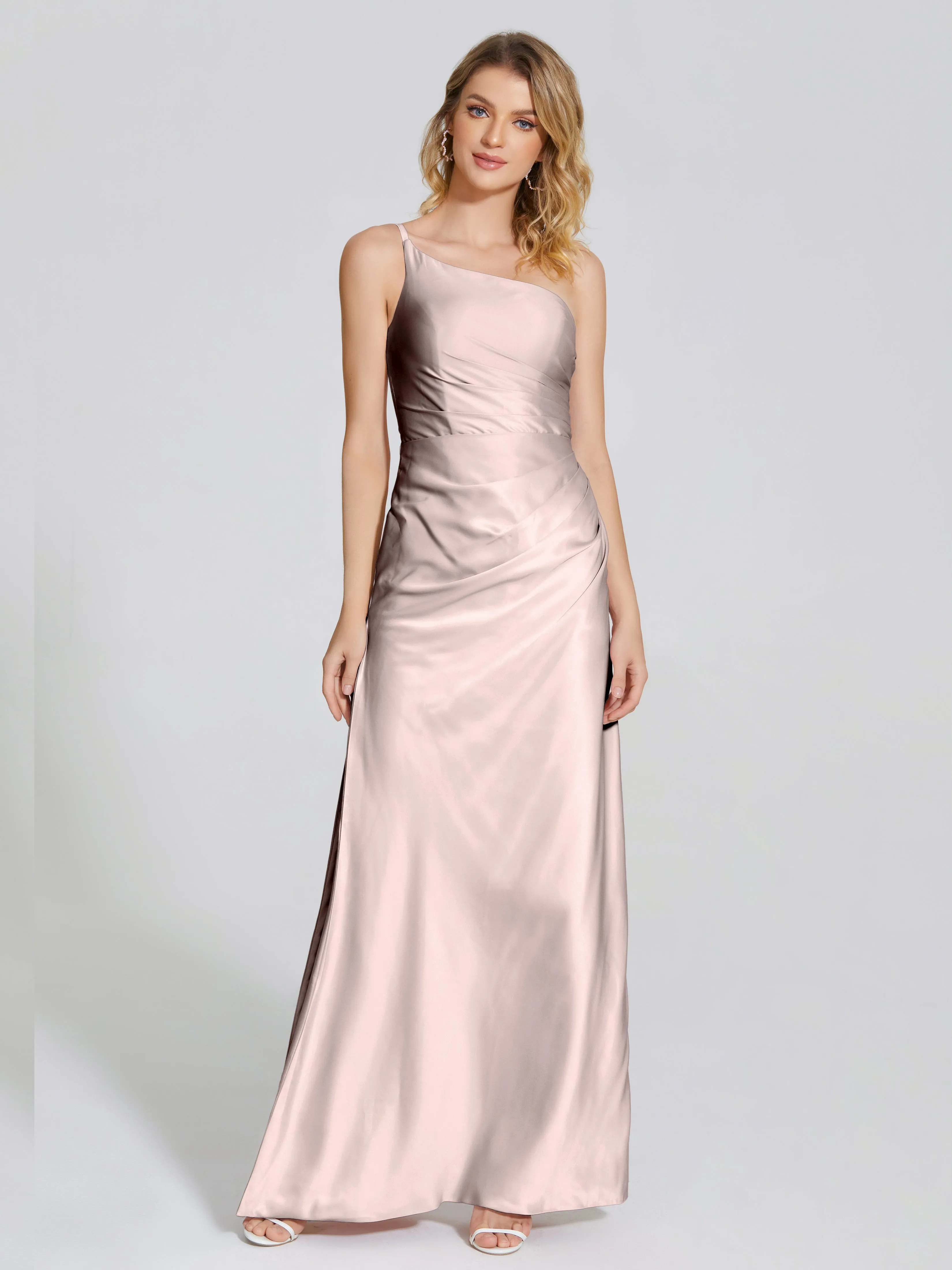 Angela One Shoulder Soft Satin Bridesmaid Dresses