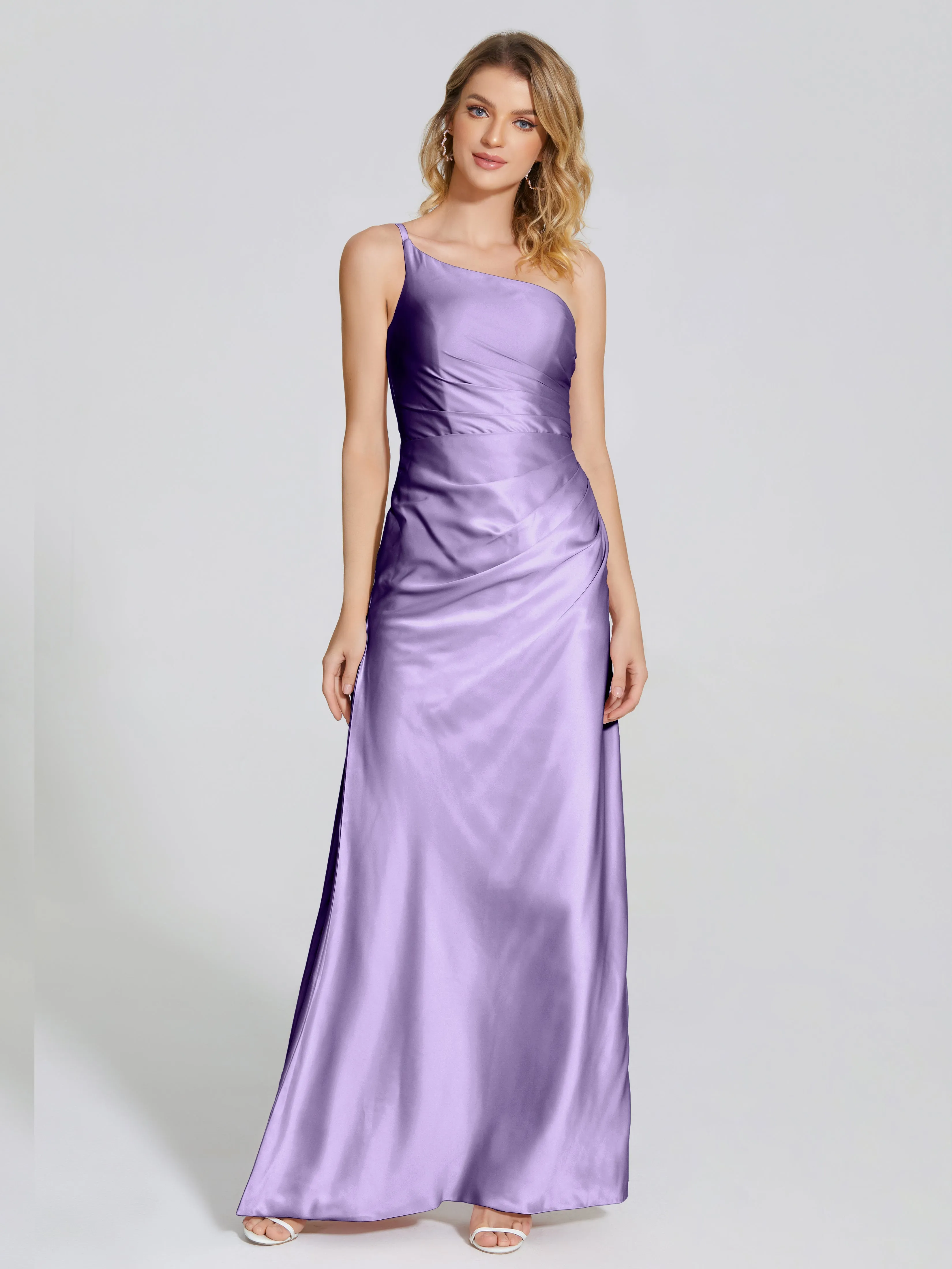 Angela One Shoulder Soft Satin Bridesmaid Dresses