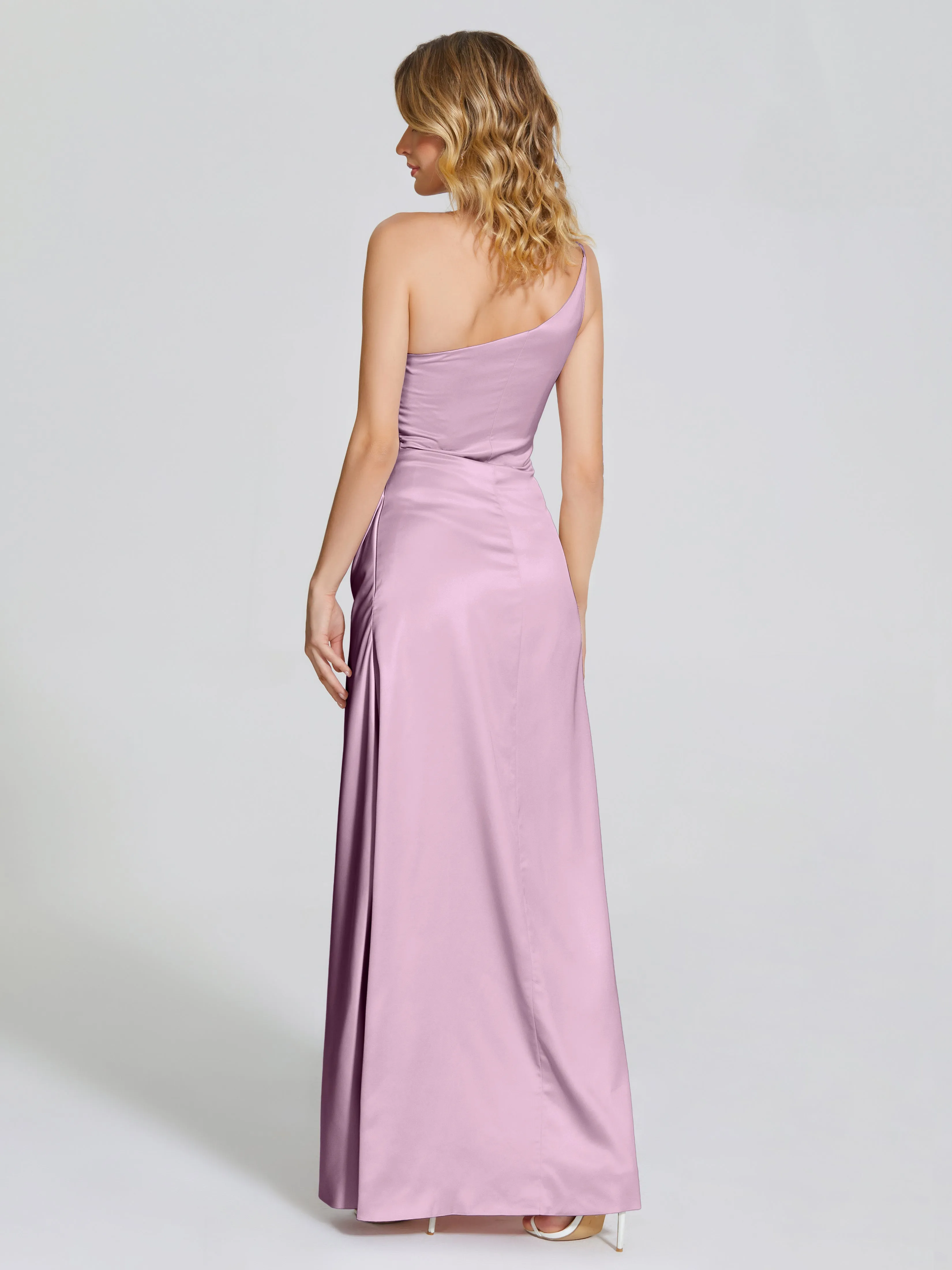 Angela One Shoulder Soft Satin Bridesmaid Dresses