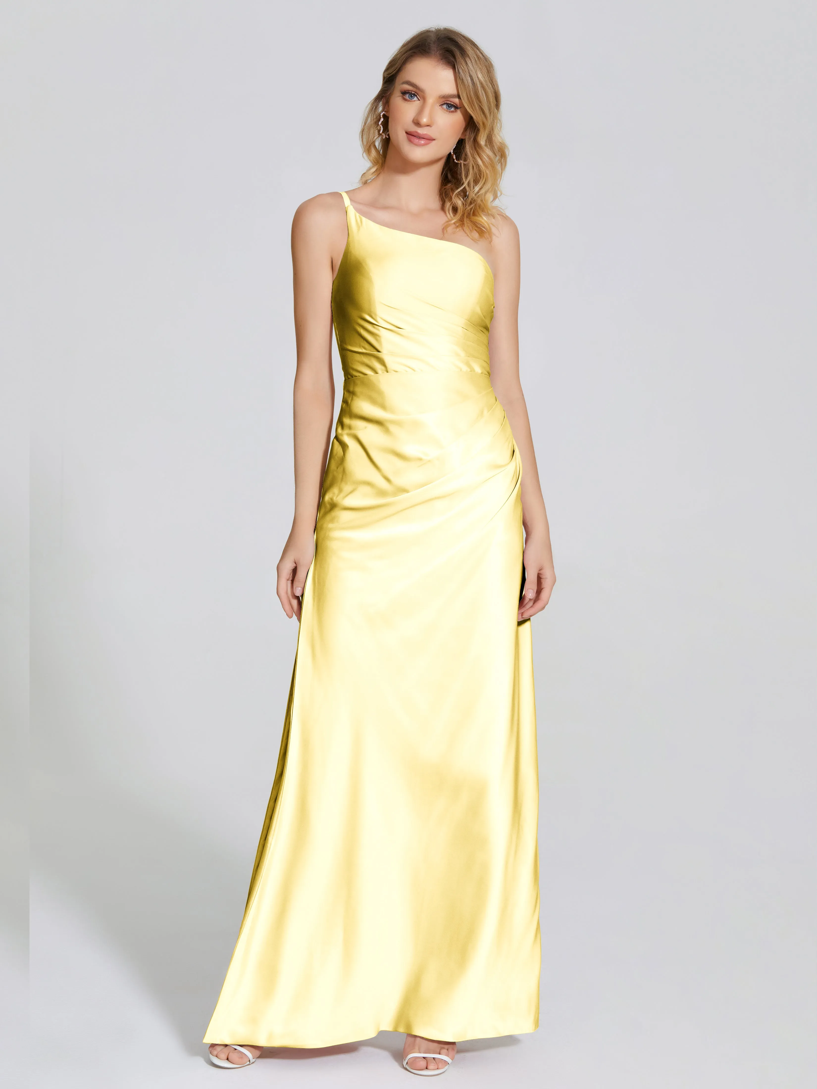 Angela One Shoulder Soft Satin Bridesmaid Dresses