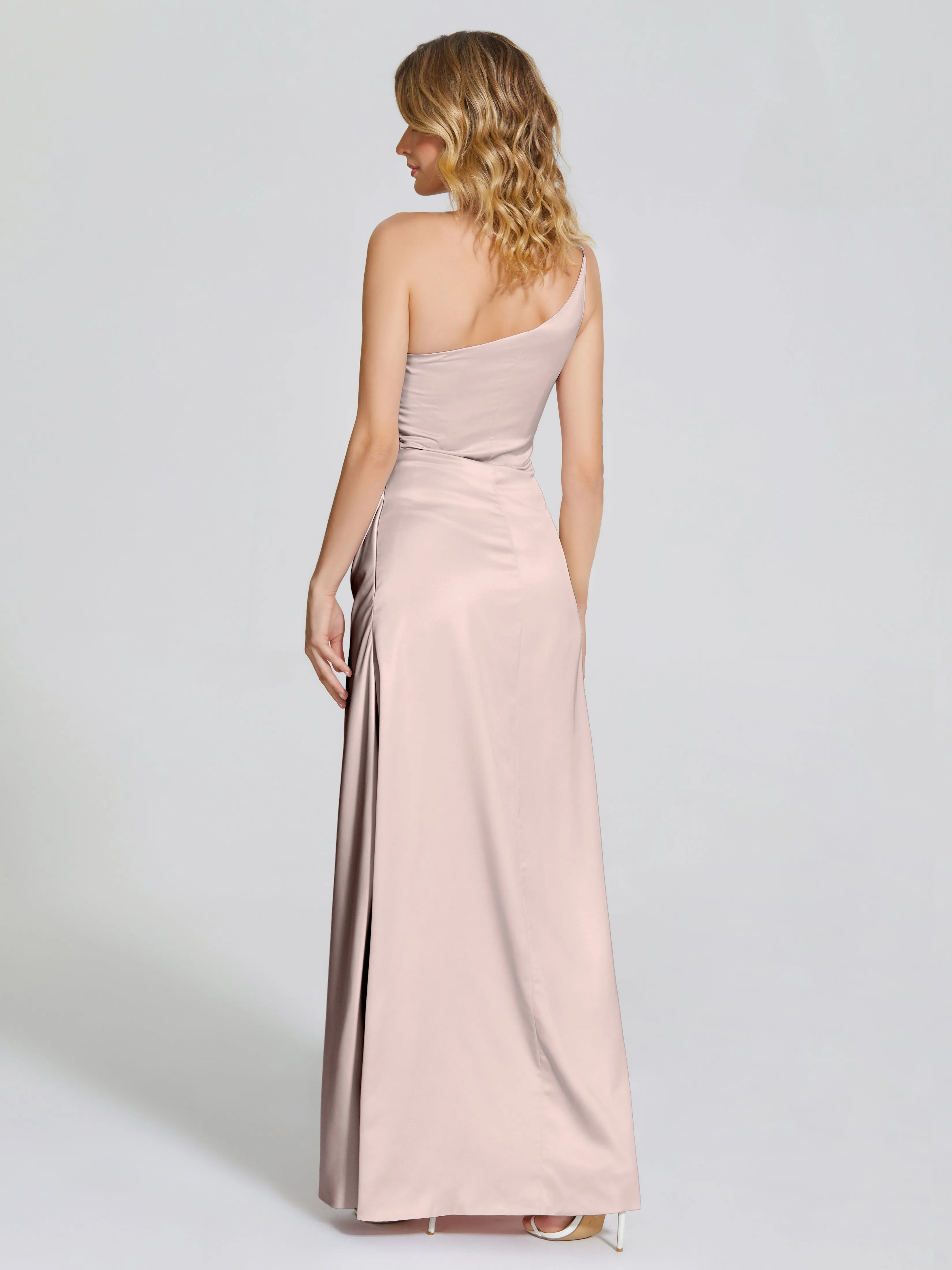 Angela One Shoulder Soft Satin Bridesmaid Dresses