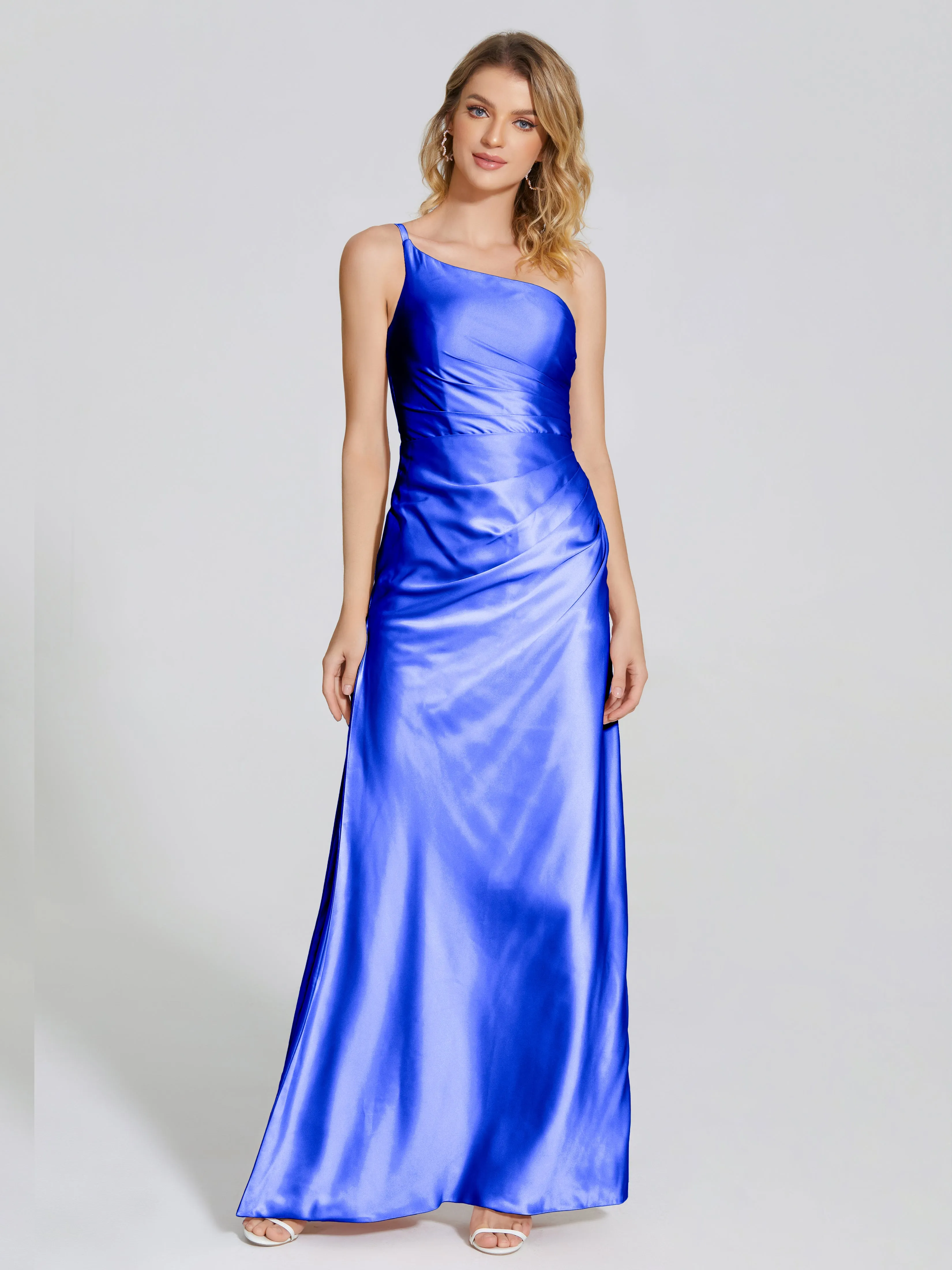 Angela One Shoulder Soft Satin Bridesmaid Dresses