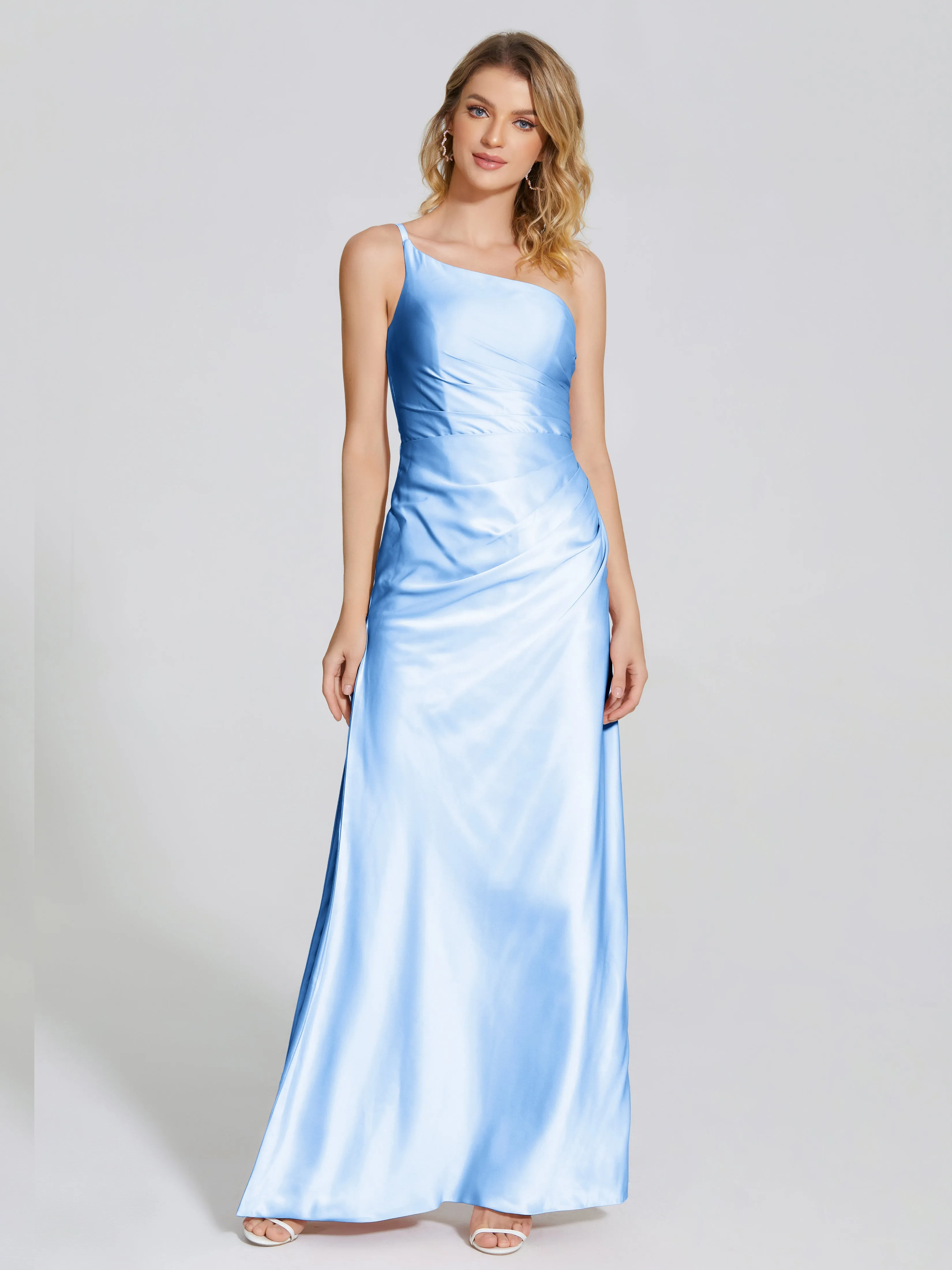 Angela One Shoulder Soft Satin Bridesmaid Dresses