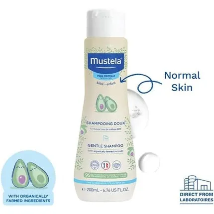 Baby gentle shampoo with natural avocado 6.76 fl. Oz. 200 ml, Mustela