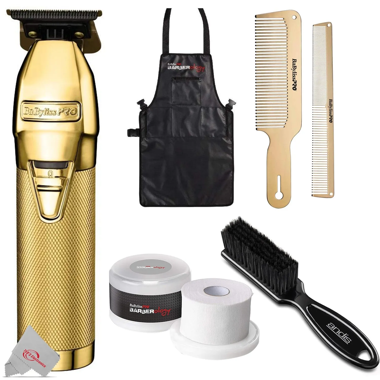 Babyliss Pro GoldFX Black Diamond Carbon (DLC) Deep Tooth Outlining T-Blade Trimmer FX787GDB Barber's Favorite Kit