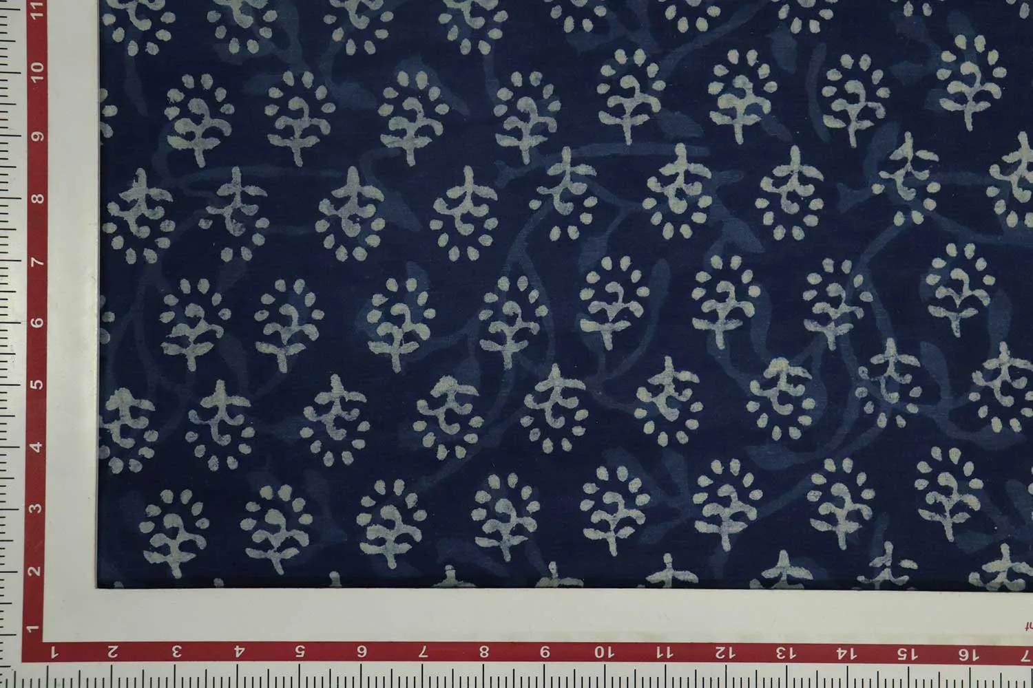 Blue & White Motifs Cotton Fabric