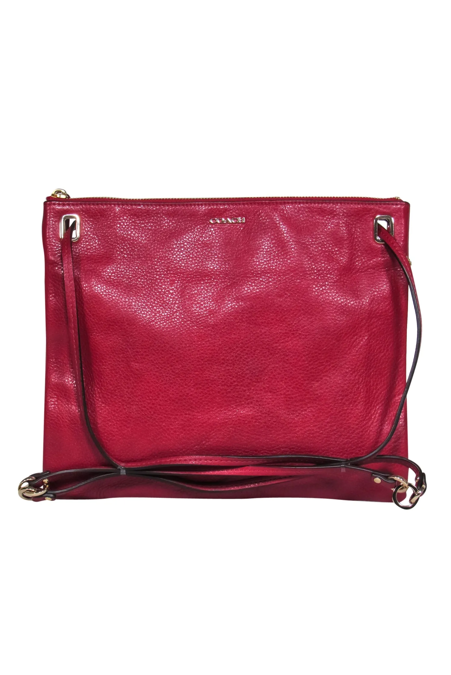 Coach - Red Soft-Sided Pebbled Leather Crossbody w/ Gold Accents