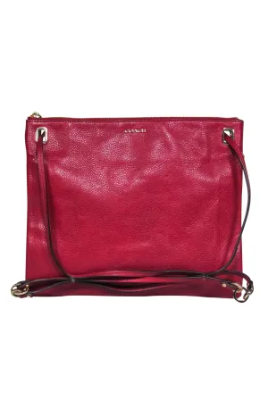 Coach - Red Soft-Sided Pebbled Leather Crossbody w/ Gold Accents