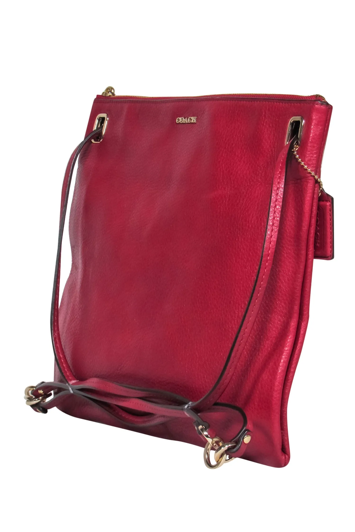 Coach - Red Soft-Sided Pebbled Leather Crossbody w/ Gold Accents