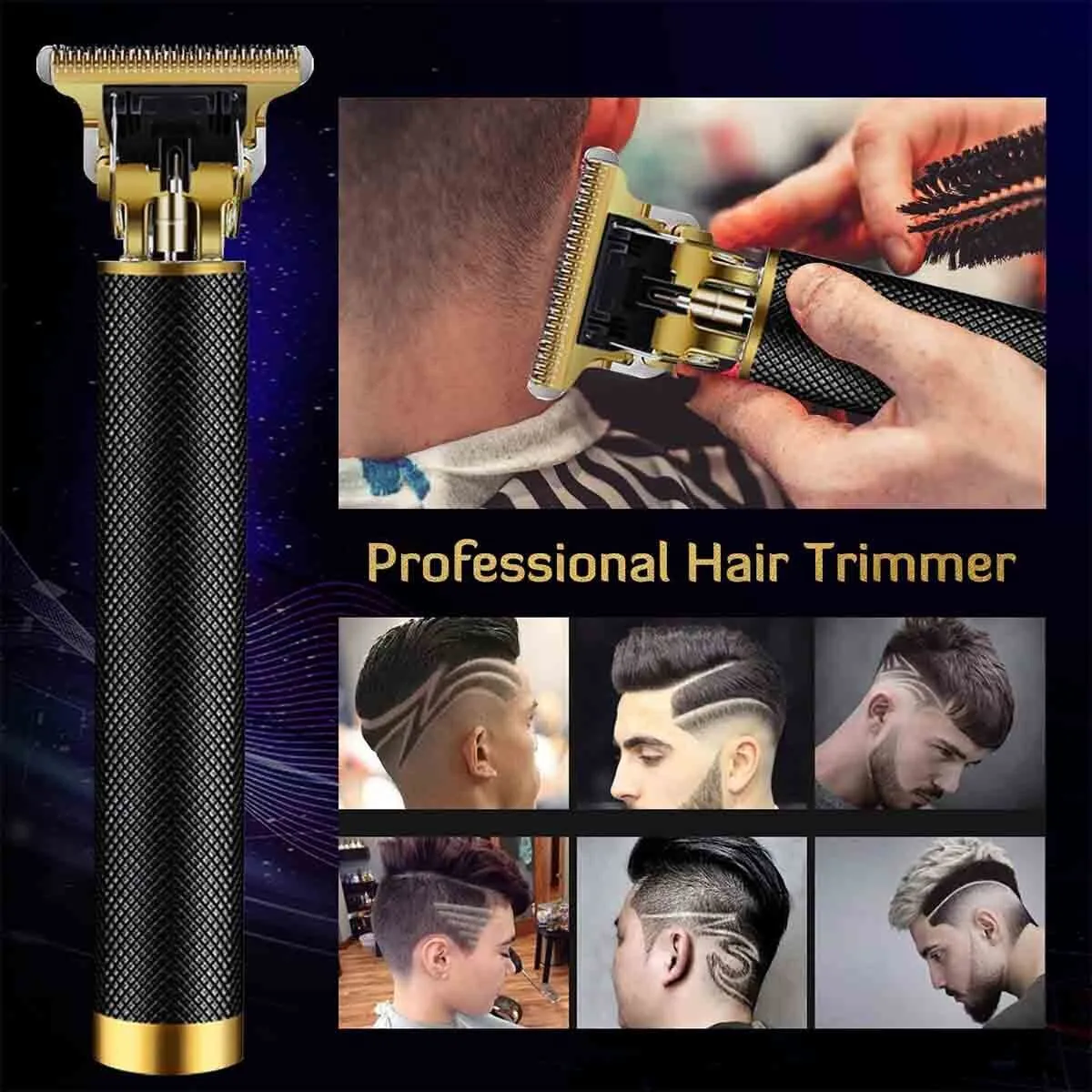 Cordless Hair Clippers Trimmer Shaving Machine-Gold